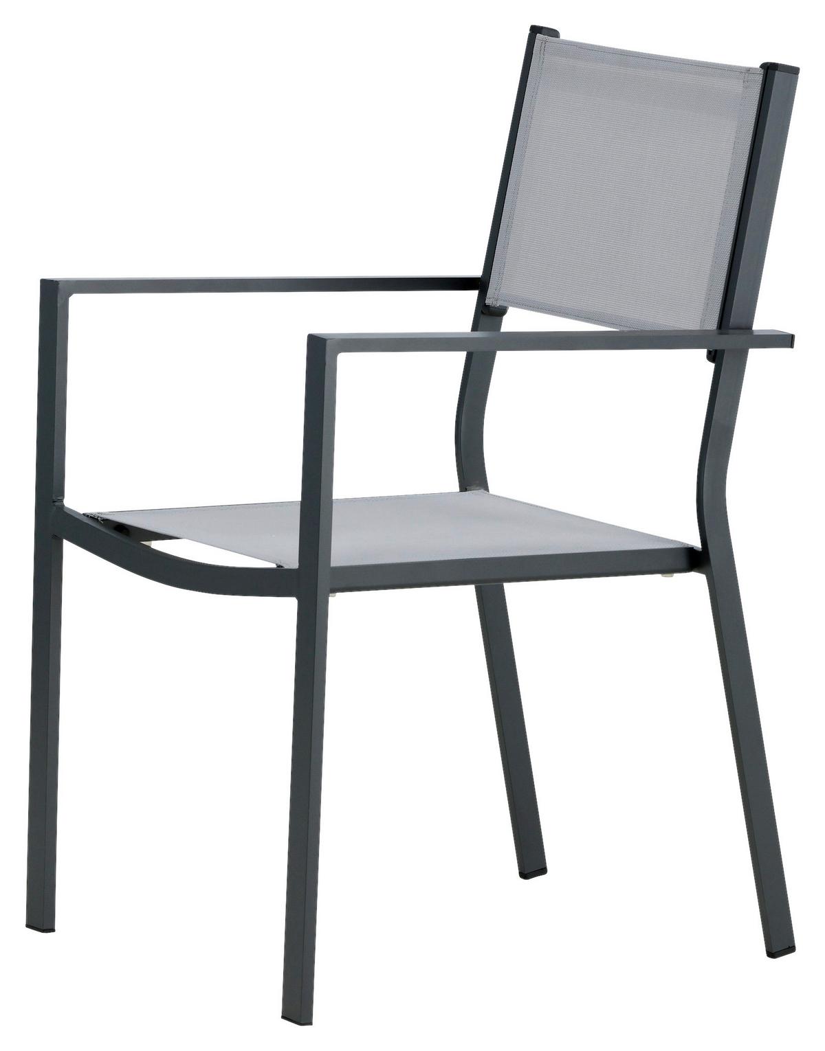 Stapelsessel-2er Set Copacabana Grau/Schwarz - Schwarz/Grau, KONVENTIONELL, Textil/Metall (56,5/88/61cm) - Gardenson