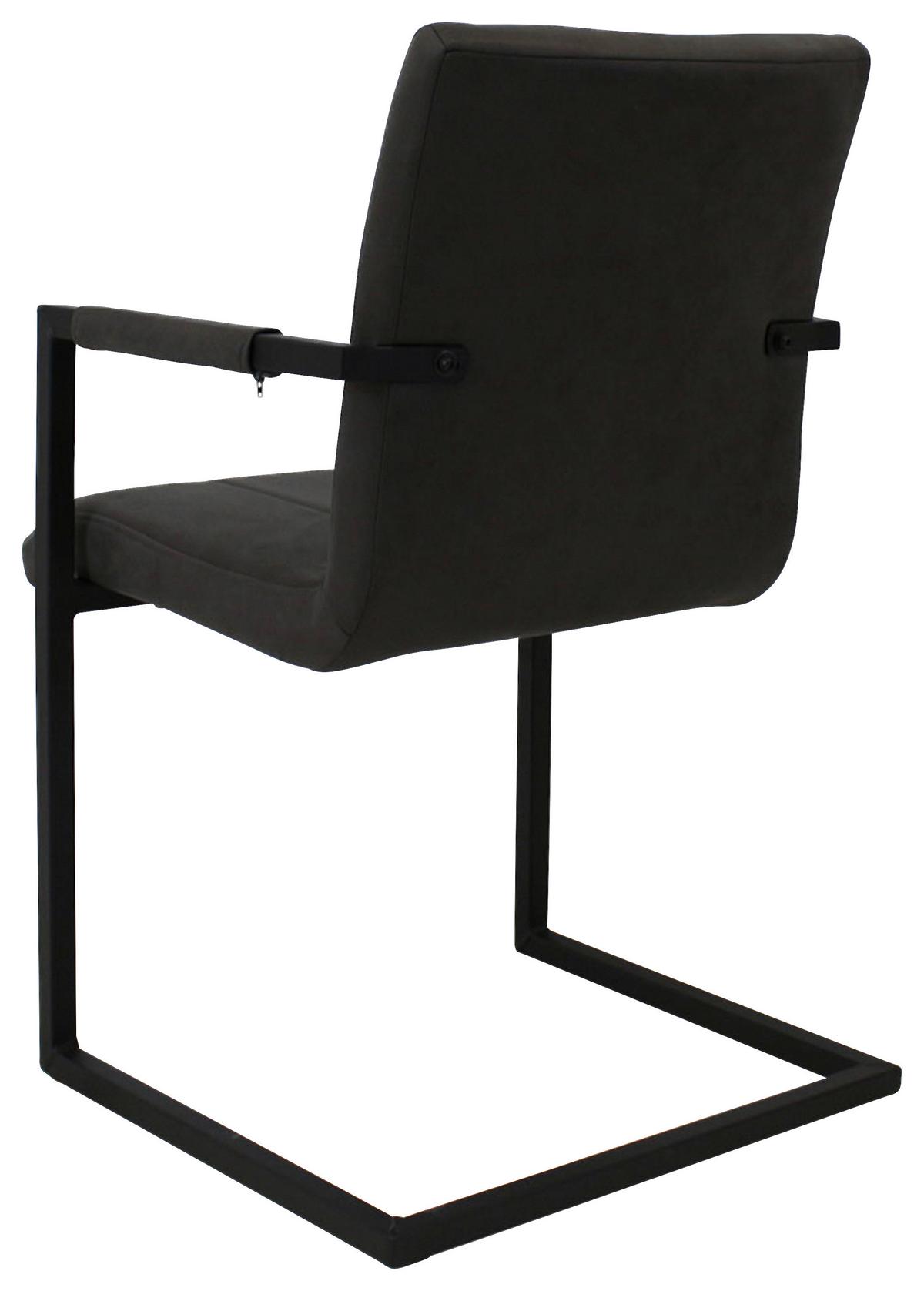 Armlehnstuhl-Set Brandon 2er- Set ca. 54x85 cm Anthrazit - Anthrazit/Schwarz, KONVENTIONELL, Textil/Metall (54/85/61cm) - MID.YOU