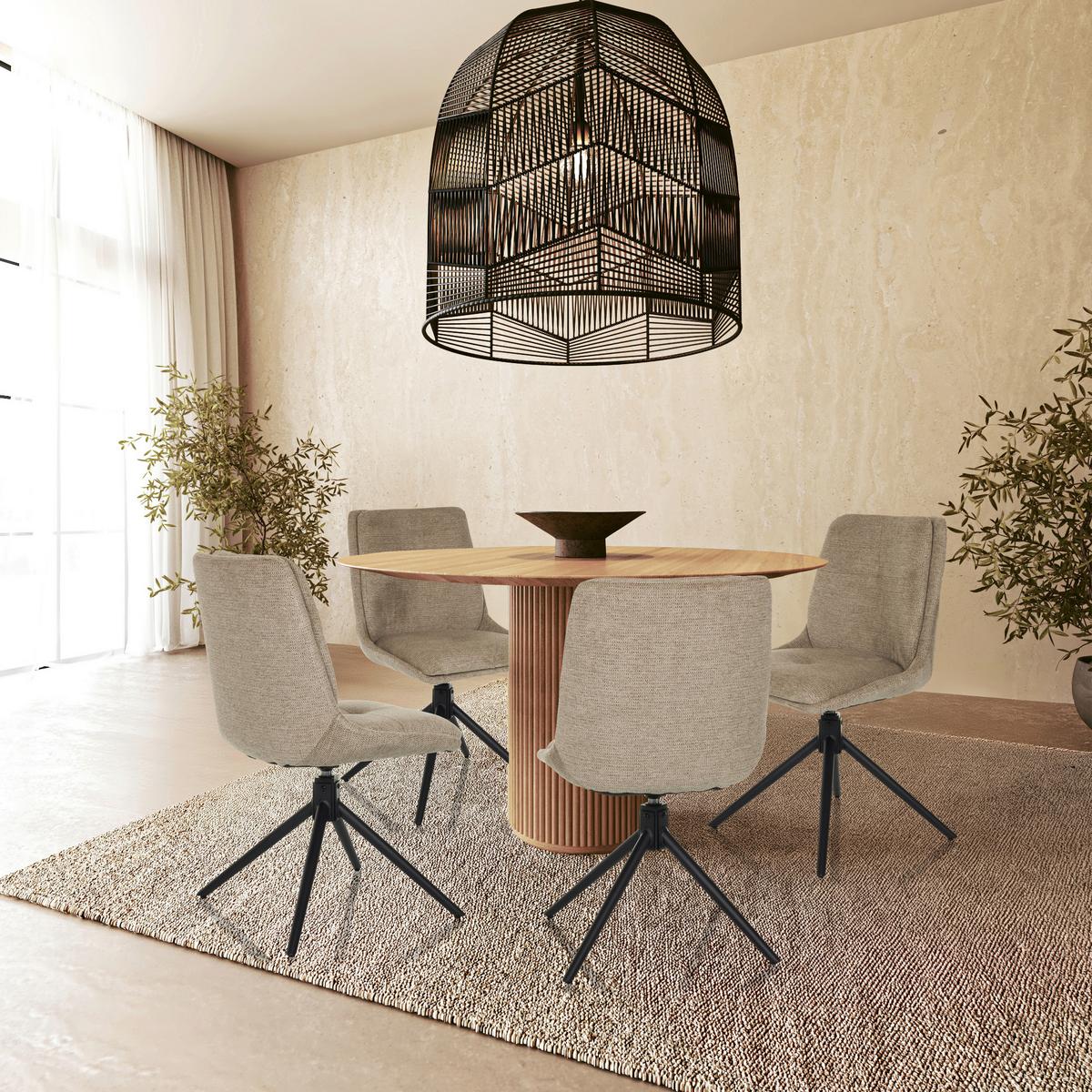 Vrtljivi Stol Tarviso I, Bež - črna/bež, Moderno, kovina/tekstil (53/89/58cm) - MID.YOU