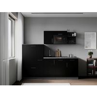 Küchenblock Oliver m. Geräten Schwarz - Schwarz/Grau, Trend, Holzwerkstoff/Metall (235cm) - Respekta