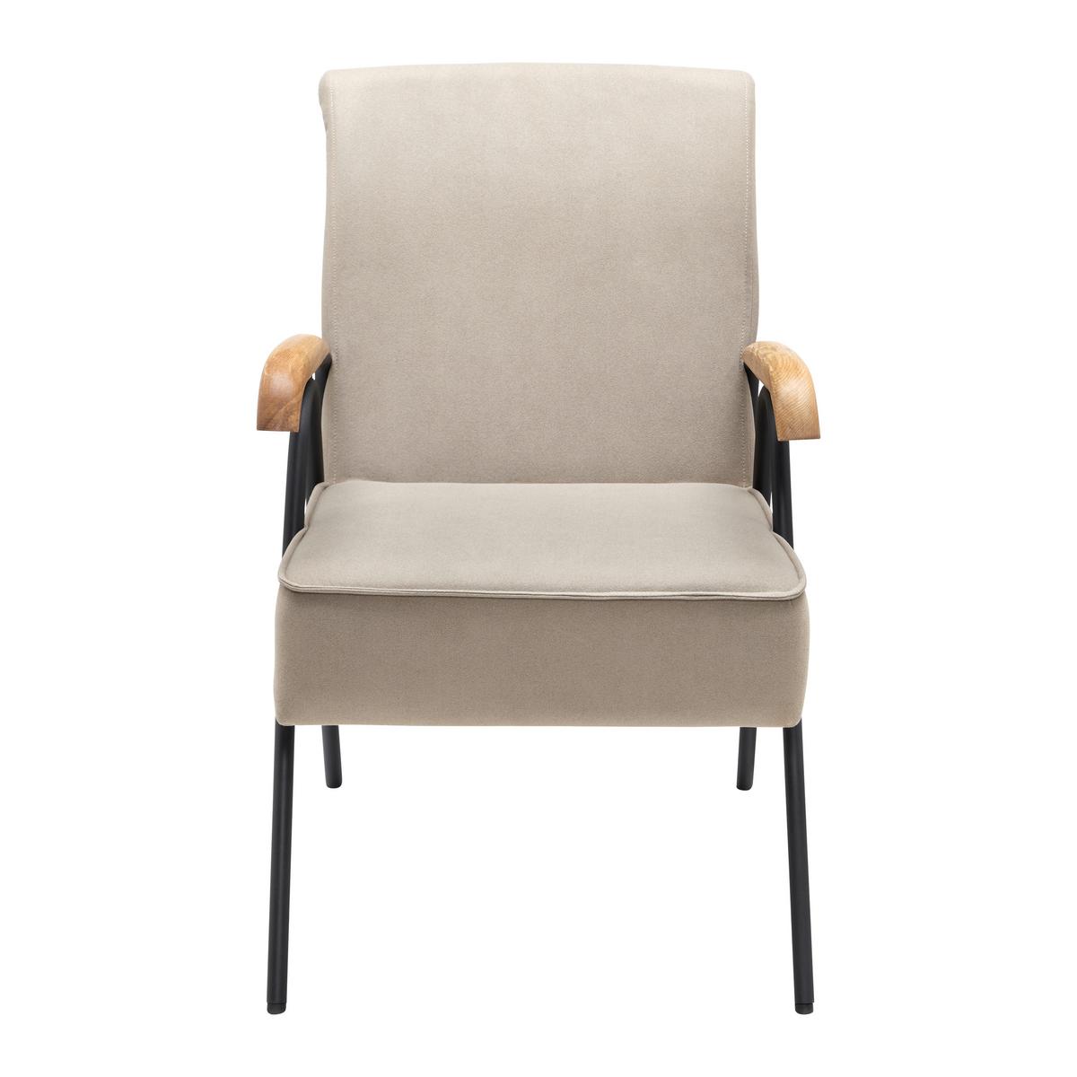 Sessel Nati Beige Mikrofaser - Taupe/Schwarz, MODERN, Holz/Textil (52/79/66cm) - Bessagi Home