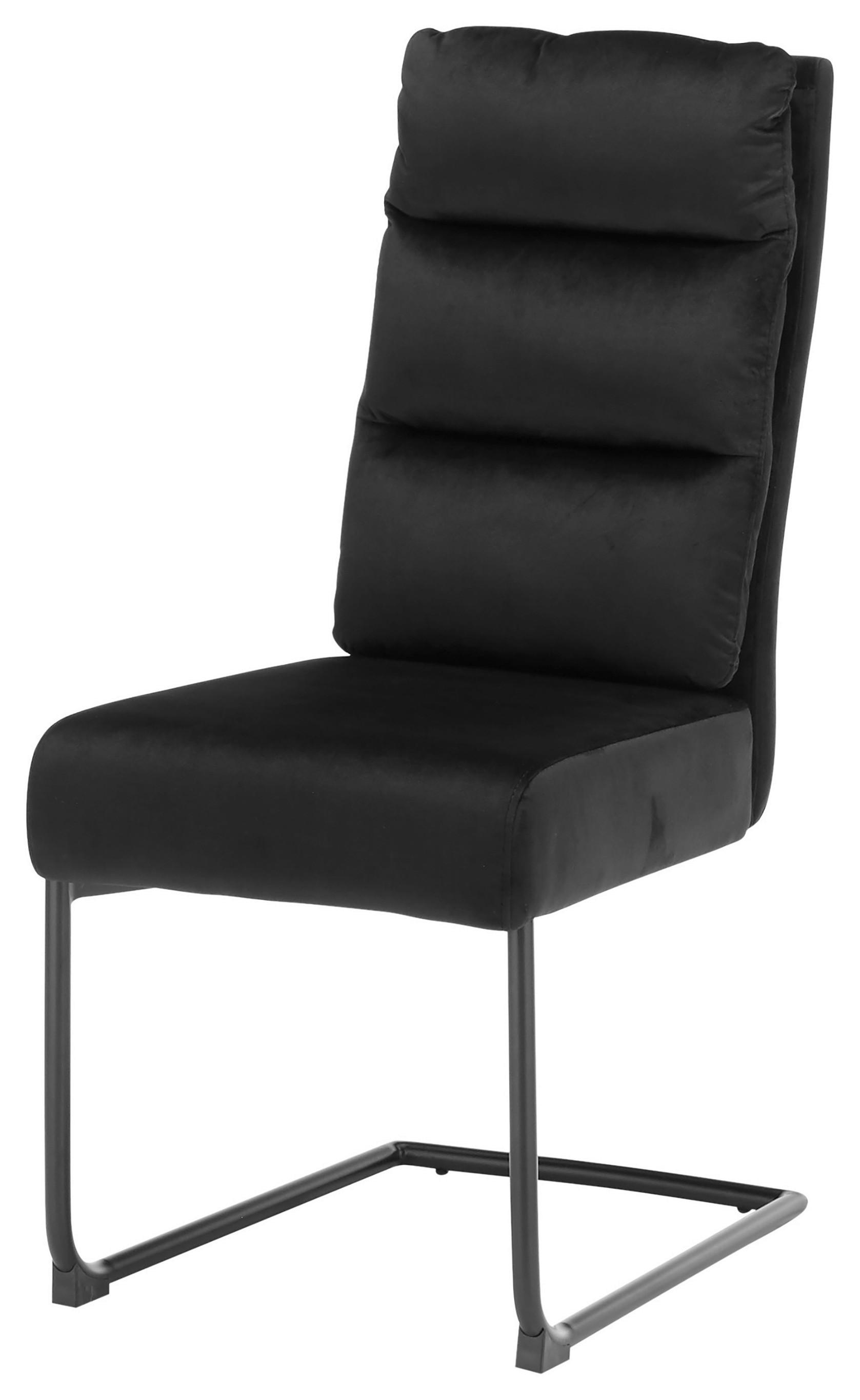 KRZESŁO NA PŁOZIE LAMPANG 2 - czarny, Modern, metal/tkanina (46/98/65cm) - Livetastic