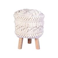 HOCKER HOCKER BOHIST 325 NATURAL - Weiß, Trend, Holz/Textil (38/50/38cm) - Kayoom