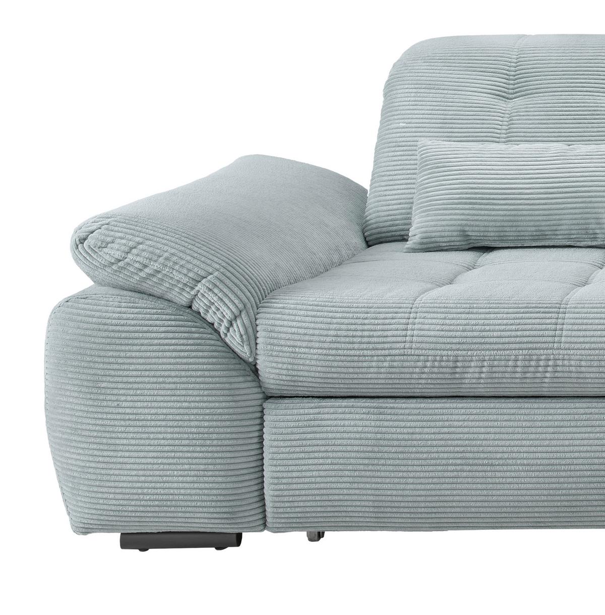 Ecksofa mit Bettkasten Rigatti ca. 314x184 cm Hellblau - Schwarz/Hellblau, MODERN, Textil/Metall (314/184cm) - Livetastic