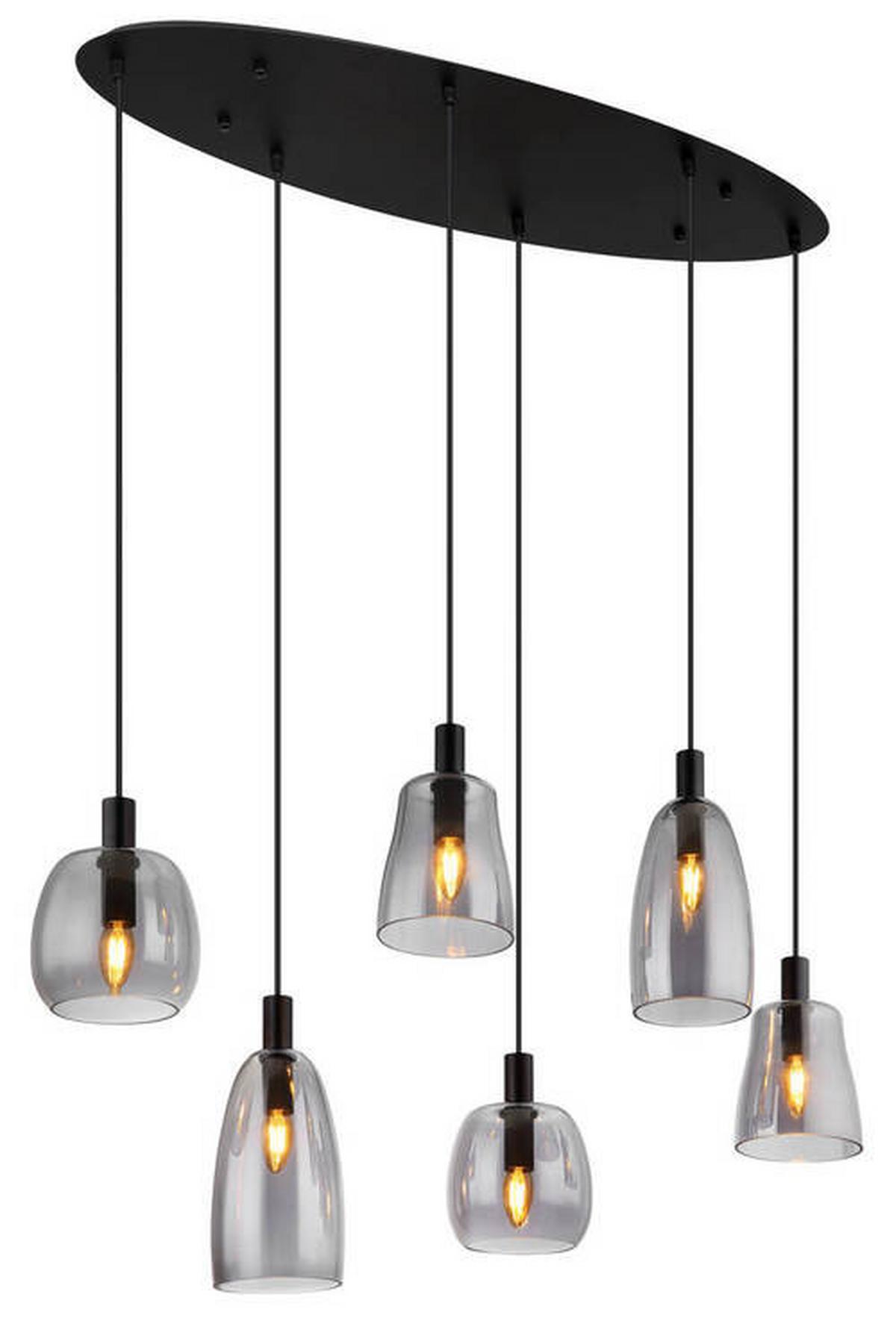 Svjetiljka Viseća 15789-6hb - crna, Design, staklo/metal (97/32,5/130cm) - Globo
