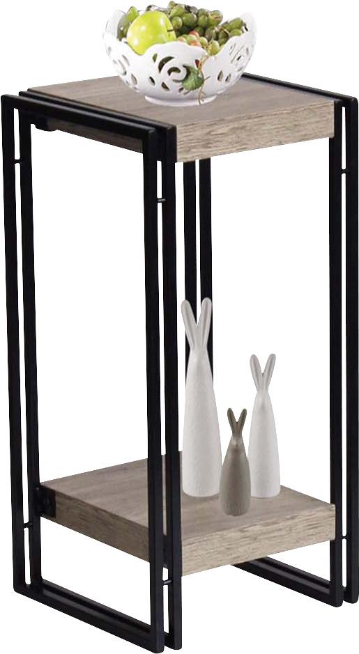 Stojalo Za Rože Scott 4, Barva Hrasta, Črna - črna/barve hrasta, Moderno, kovina/leseni material (30/55/30cm) - Modern Living
