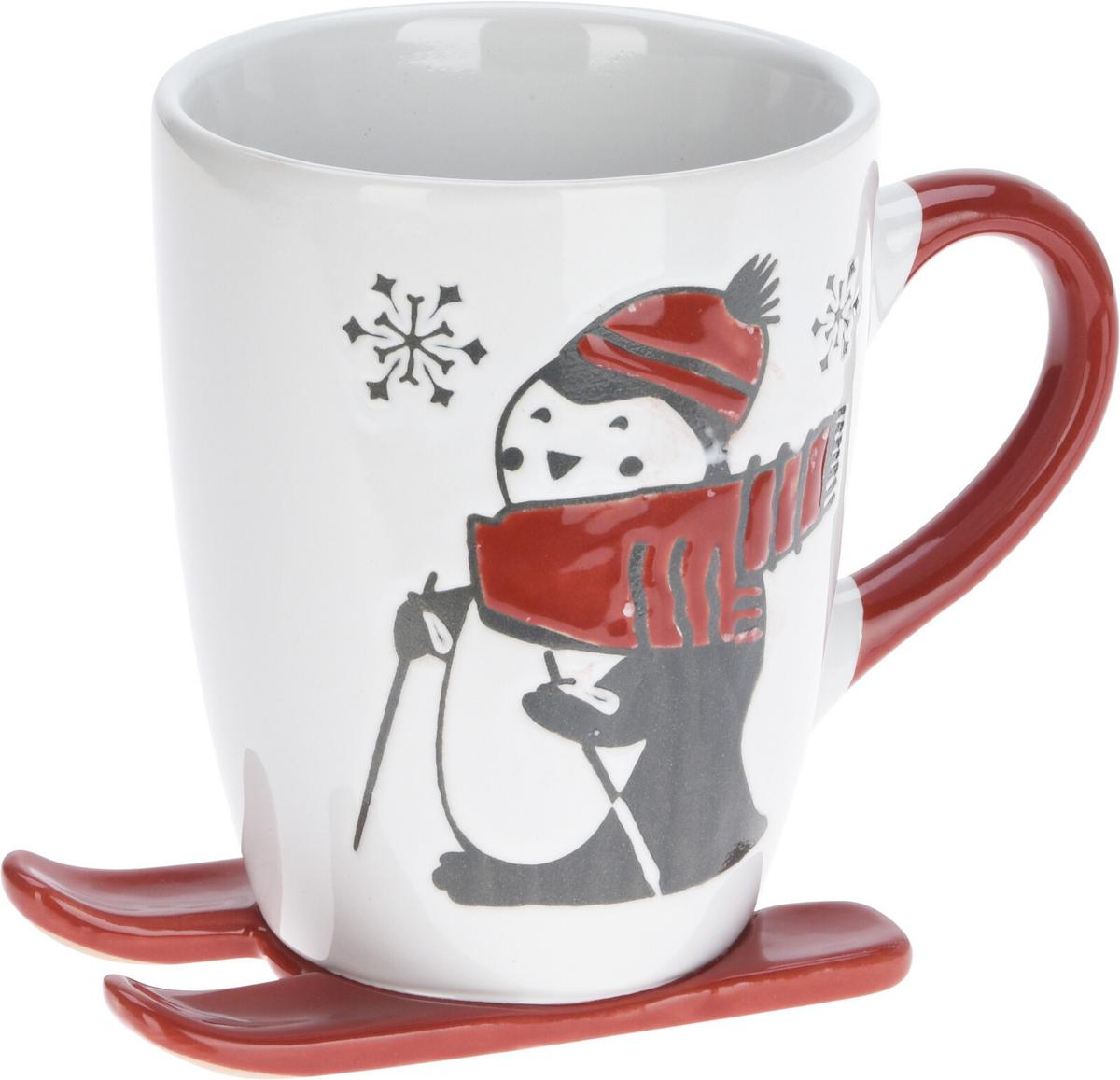 Šalica Ski  330ml - bijela/zelena, Basics, keramika (13/11cm)