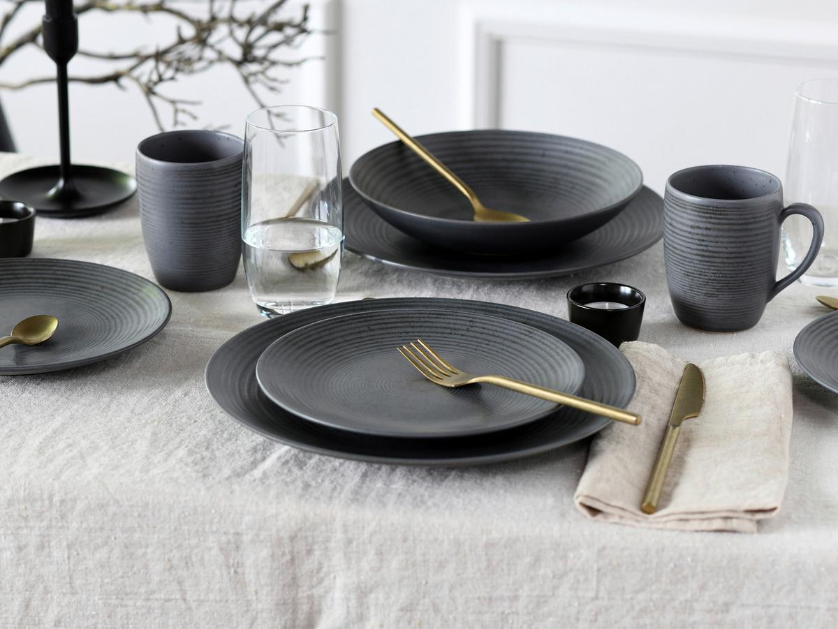 Kombiservice Catania Anthrazit, 16-teilig - Anthrazit, Design, Keramik - Creatable