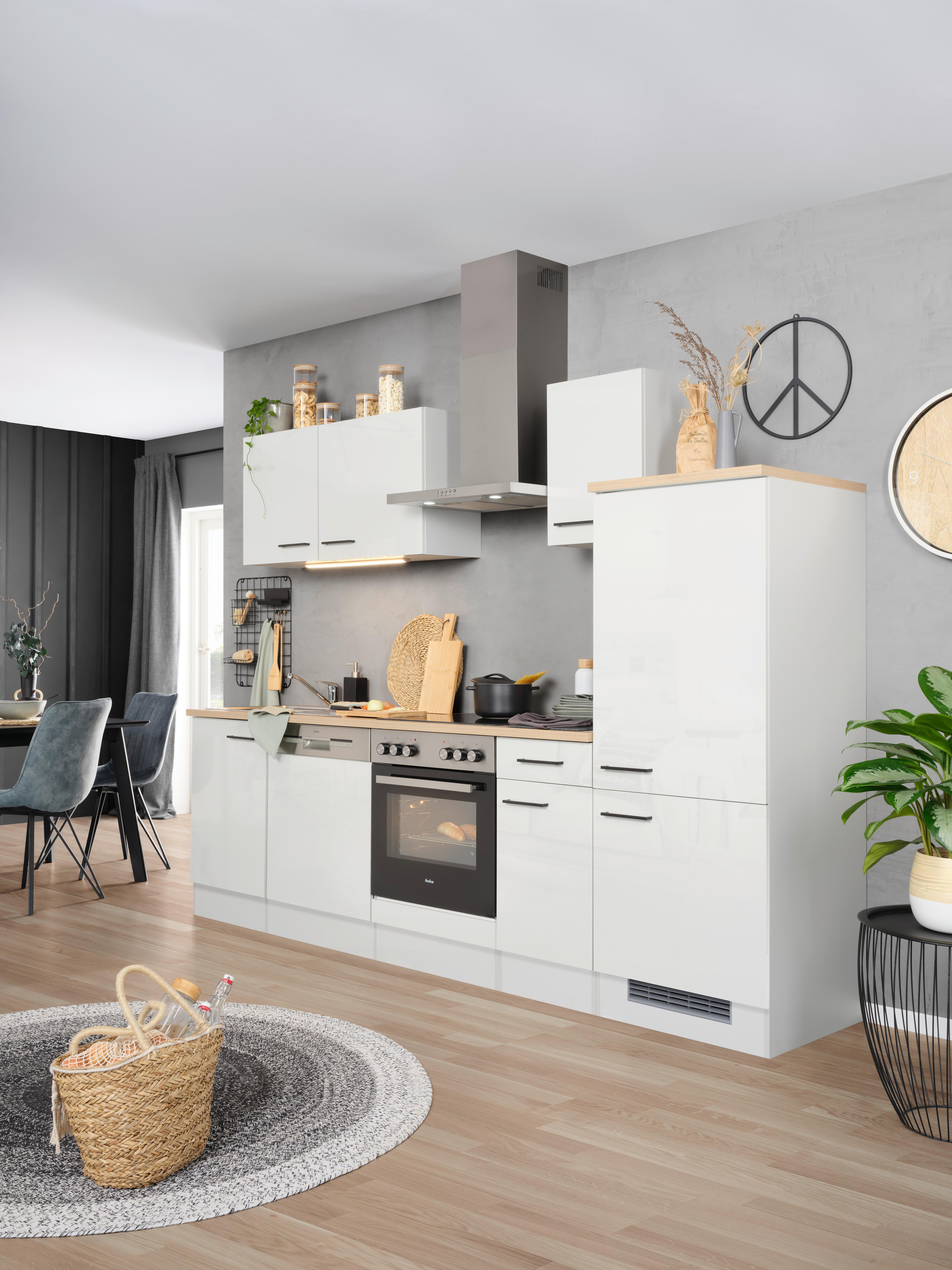 Küchenblock Levi Hellgrau - Hellgrau/Schwarz, MODERN, Holzwerkstoff (270cm) - FlexWell