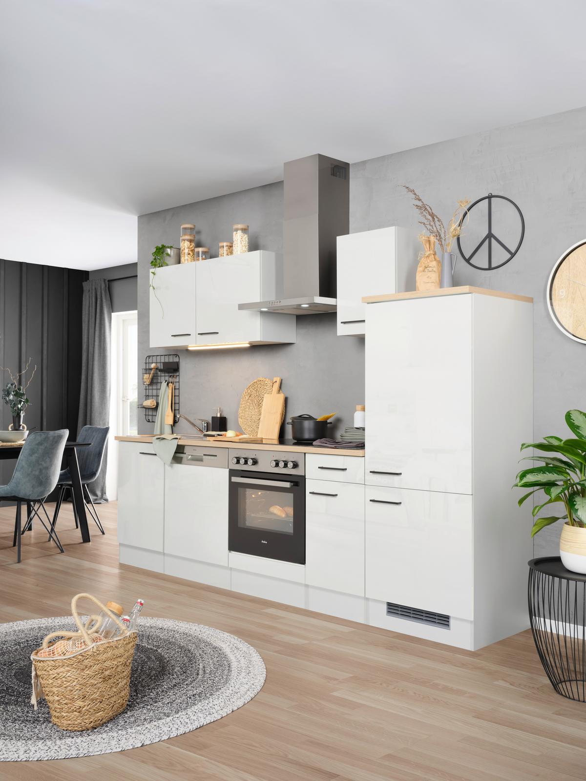 Küchenblock Levi Hellgrau - Hellgrau/Schwarz, MODERN, Holzwerkstoff (270cm) - FlexWell
