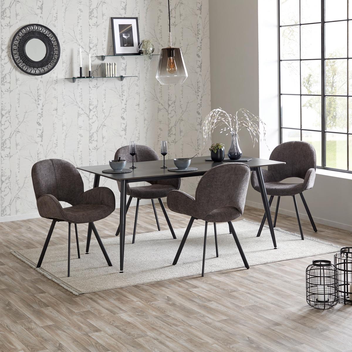 KRZESŁO Z PODŁOKIETNIKAMI CARLOTTA - czarny/szary, Modern, metal/tkanina (61/88/62cm) - MID.YOU