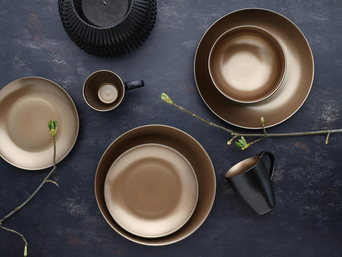 Kombinirani Servis Glamour Gold, 8-Delni - zlate barve/črna, keramika - Creatable