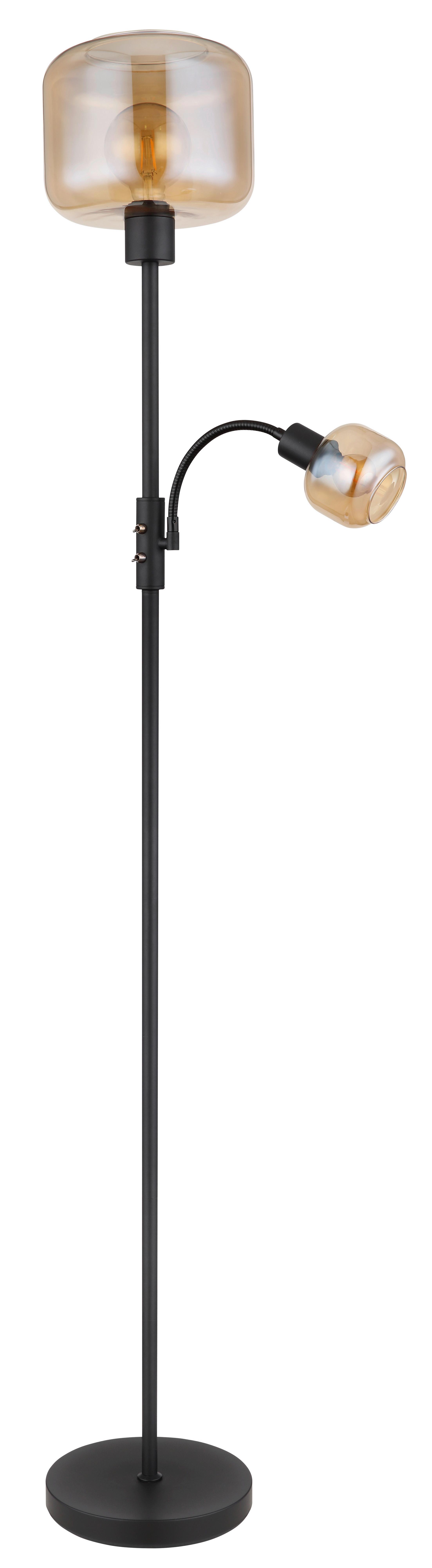 Stehleuchte Giuseppe in Schwarz max. 40 Watt - Schwarz, Design, Glas/Metall (25/165cm) - Globo