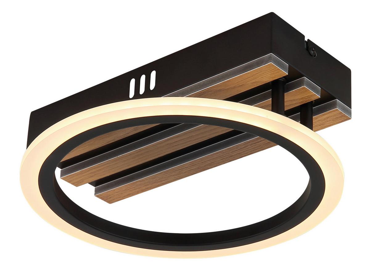 Led Stropna Svjetiljka Blevins - bijela/tamno smeđa, Natur, drvni materijal/metal (25/25/8,5cm) - Globo