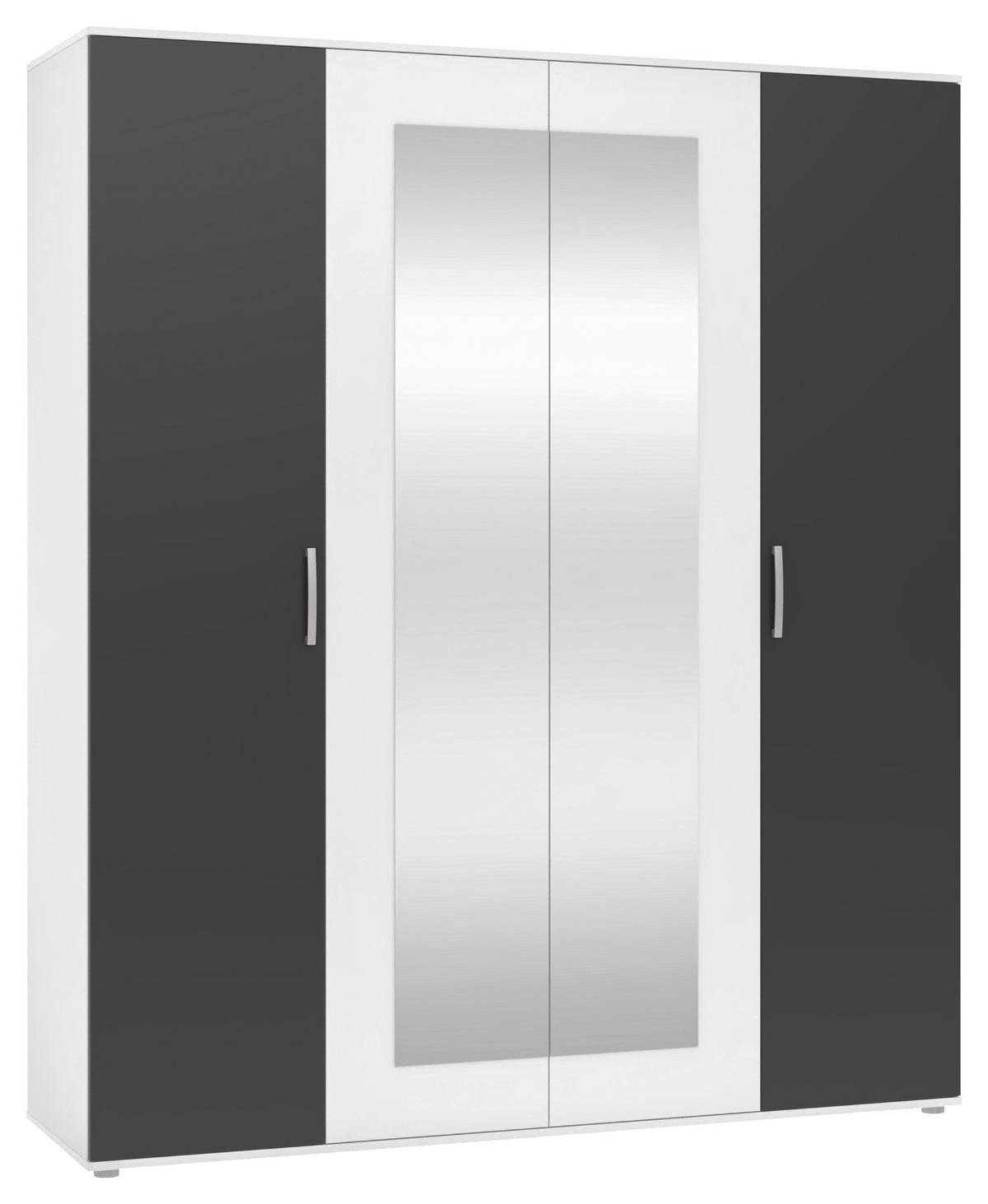 Omara Za Oblačila Jan, Bela, Antracit - barve kroma/bela, Trend, umetna masa/steklo (180/210/52cm)