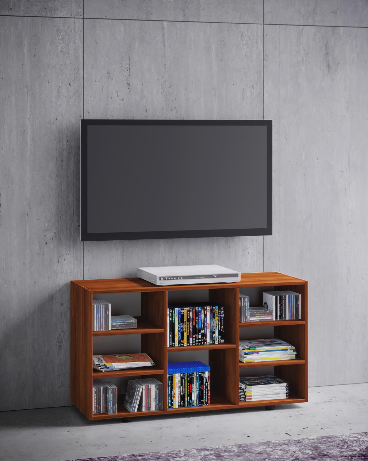 Tv Element Fetino, Oreh - črna/barve oreha, Moderno, umetna masa/leseni material (114/60/40cm) - MID.YOU