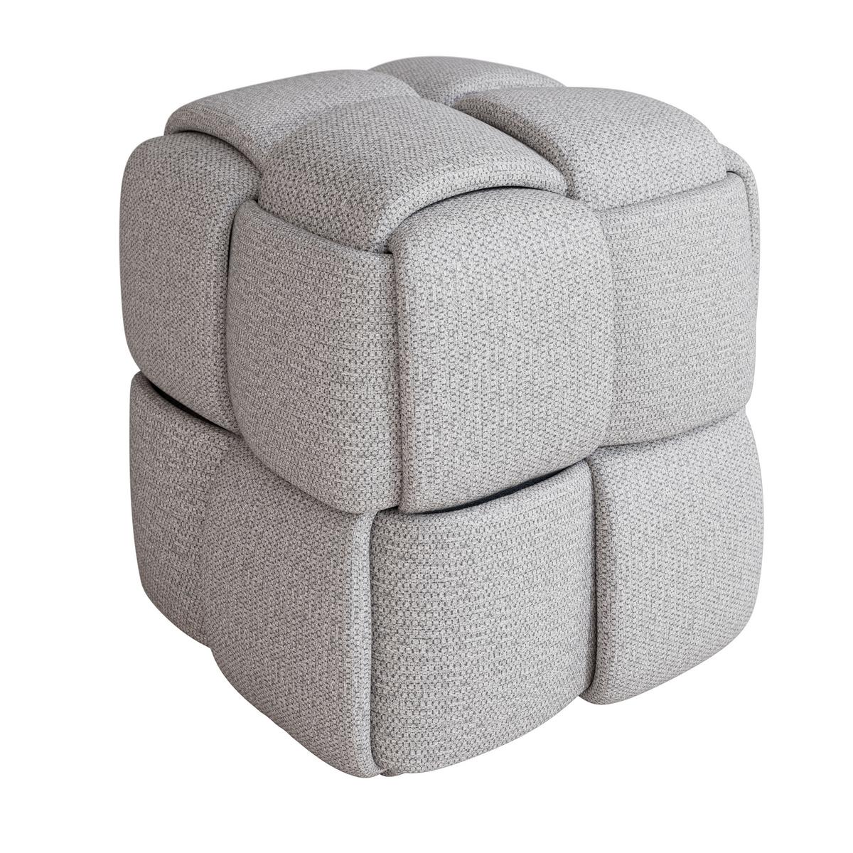 Hocker Ella Grau Bouclé - Schwarz/Grau, MODERN, Holz/Kunststoff (45/45/45cm) - Bessagi Home