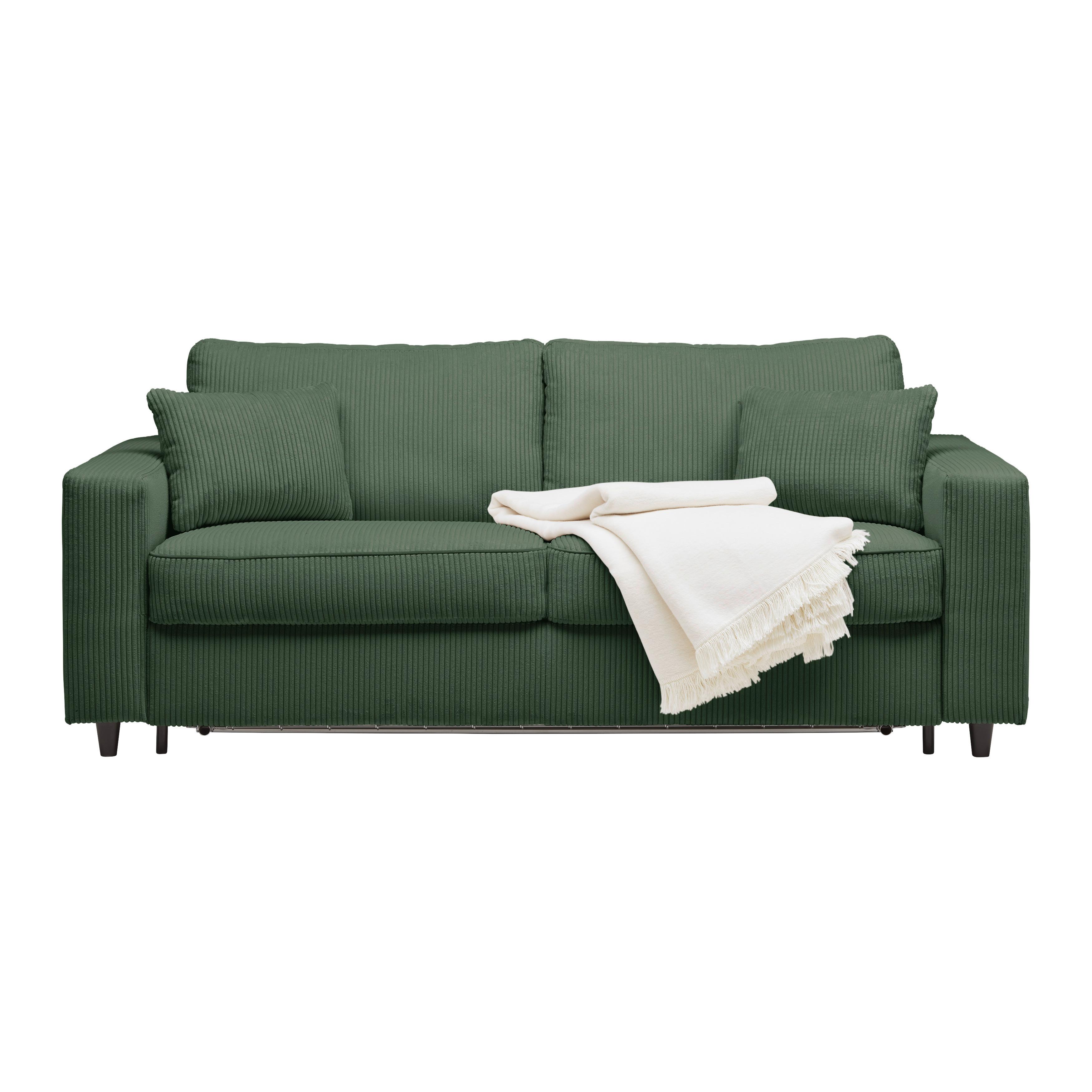 Zofa S Posteljno Funkcijo Agneta - črna/temno zelena, Moderno, tekstil/les (200/83/97cm) - Premium Living