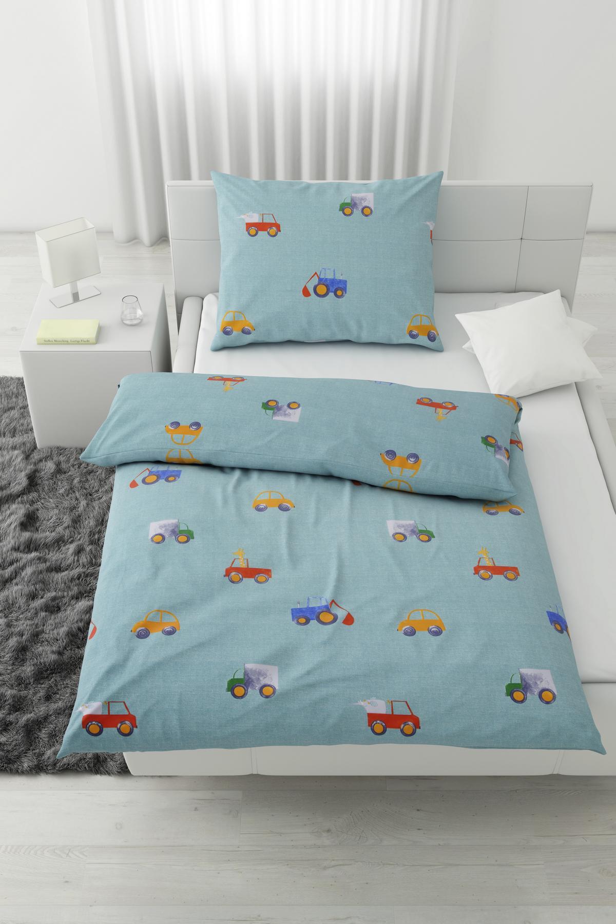 Bettwäsche Cars ca. 160x210cm - Hellblau, Textil (160/210cm) - Modern Living