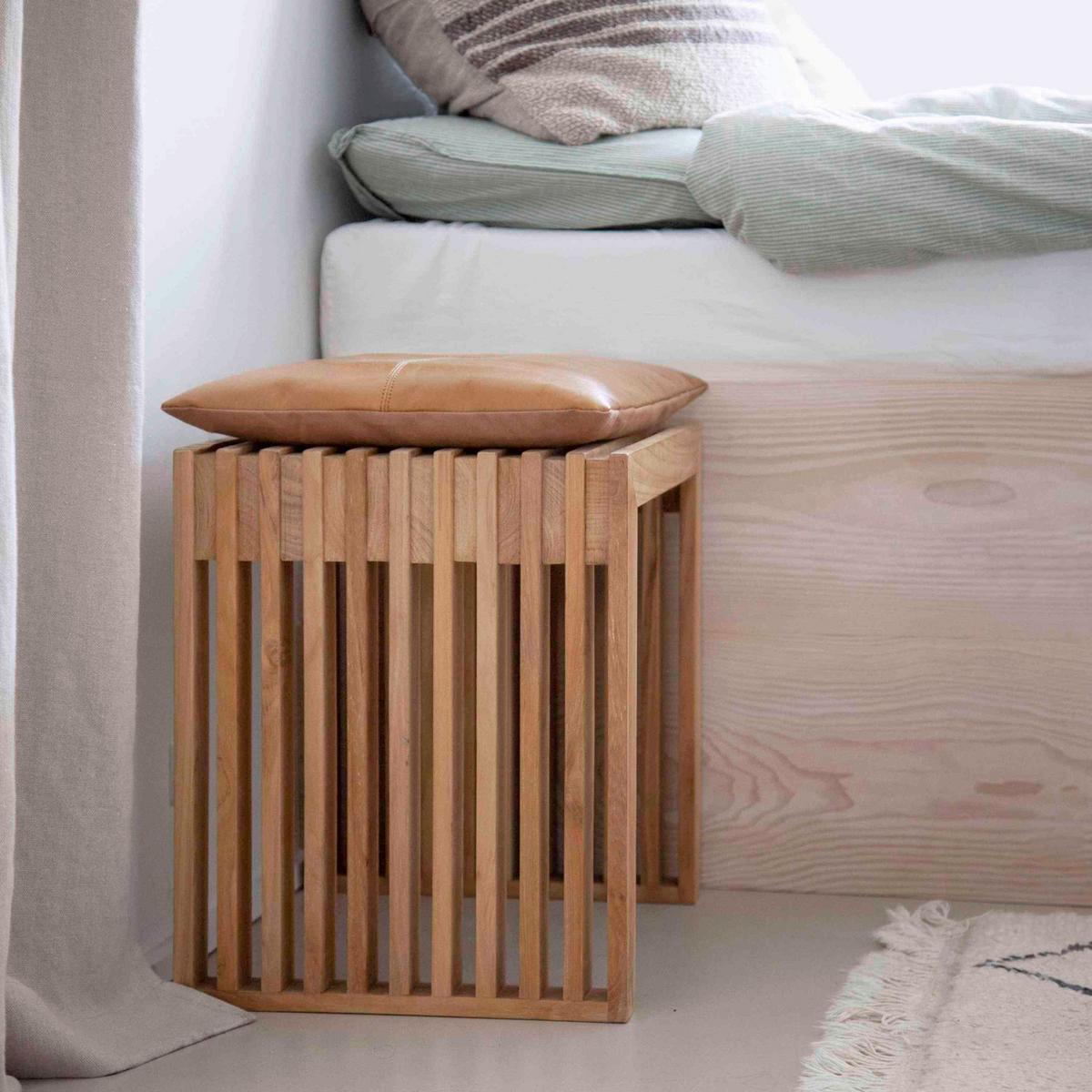 Hocker "Rib", Teak Innenhöhe ca. 39 cm - Teakfarben, KONVENTIONELL, Holz (45/43/35cm) - MID.YOU