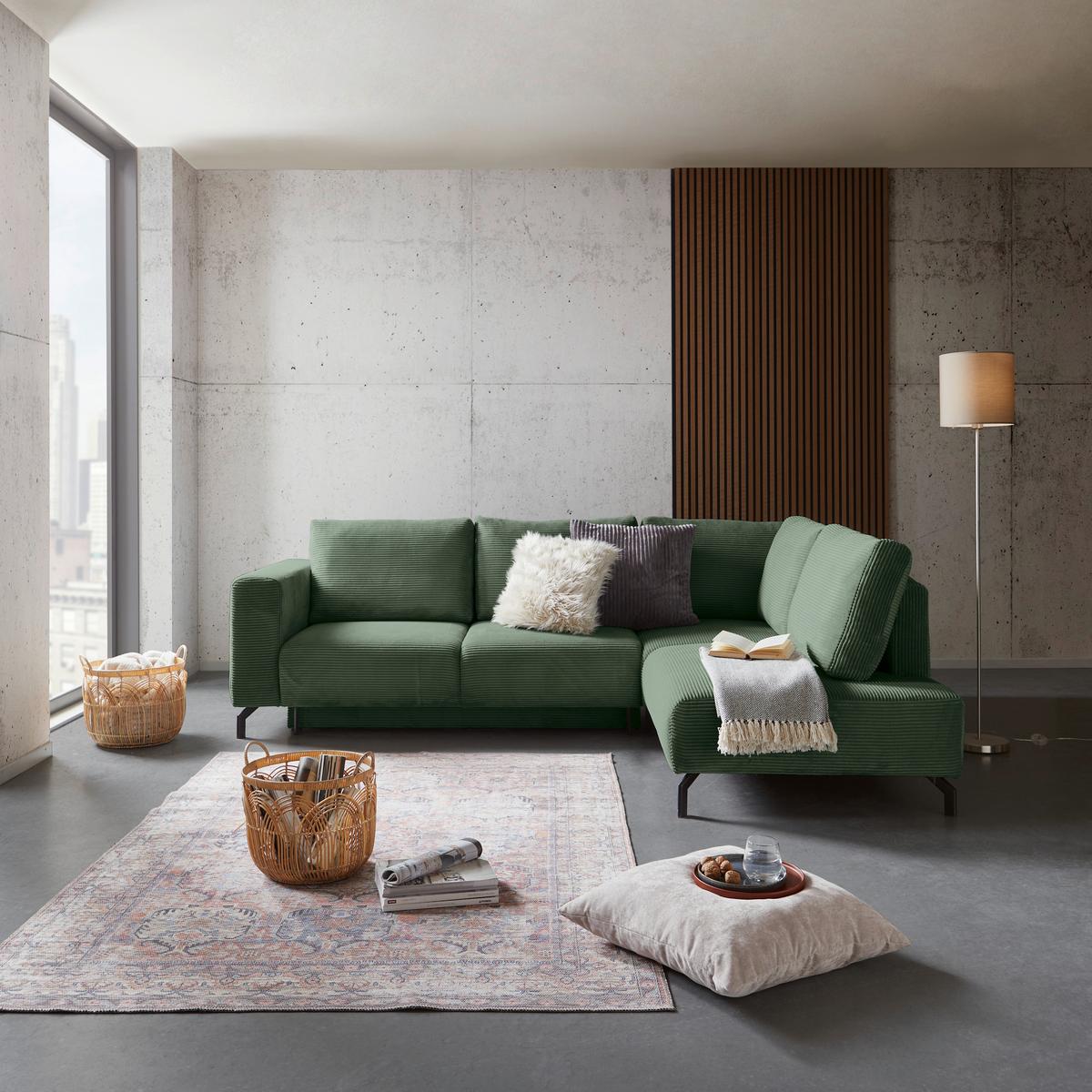 Colțar VENI - verde închis, Modern, textil (272/210cm) - Modern Living