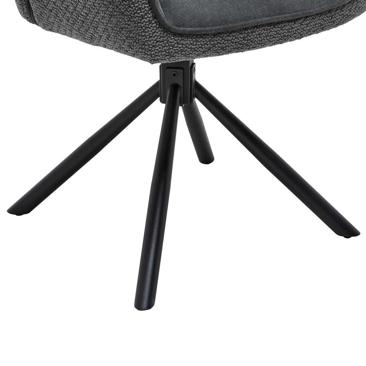 Armlehnstuhl Queens Anthrazit - Anthrazit/Schwarz, Design, Textil/Metall (60/89/64cm) - Mömax