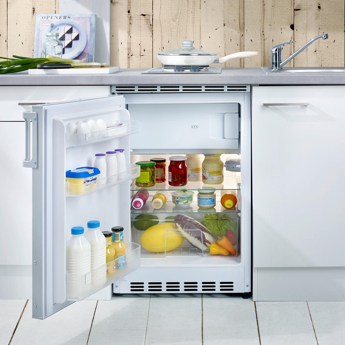 Mini Kuhinjski Blok Neo, S Kuhališčem In Hladilnikom - bela, Moderno, leseni material (150cm) - FlexWell