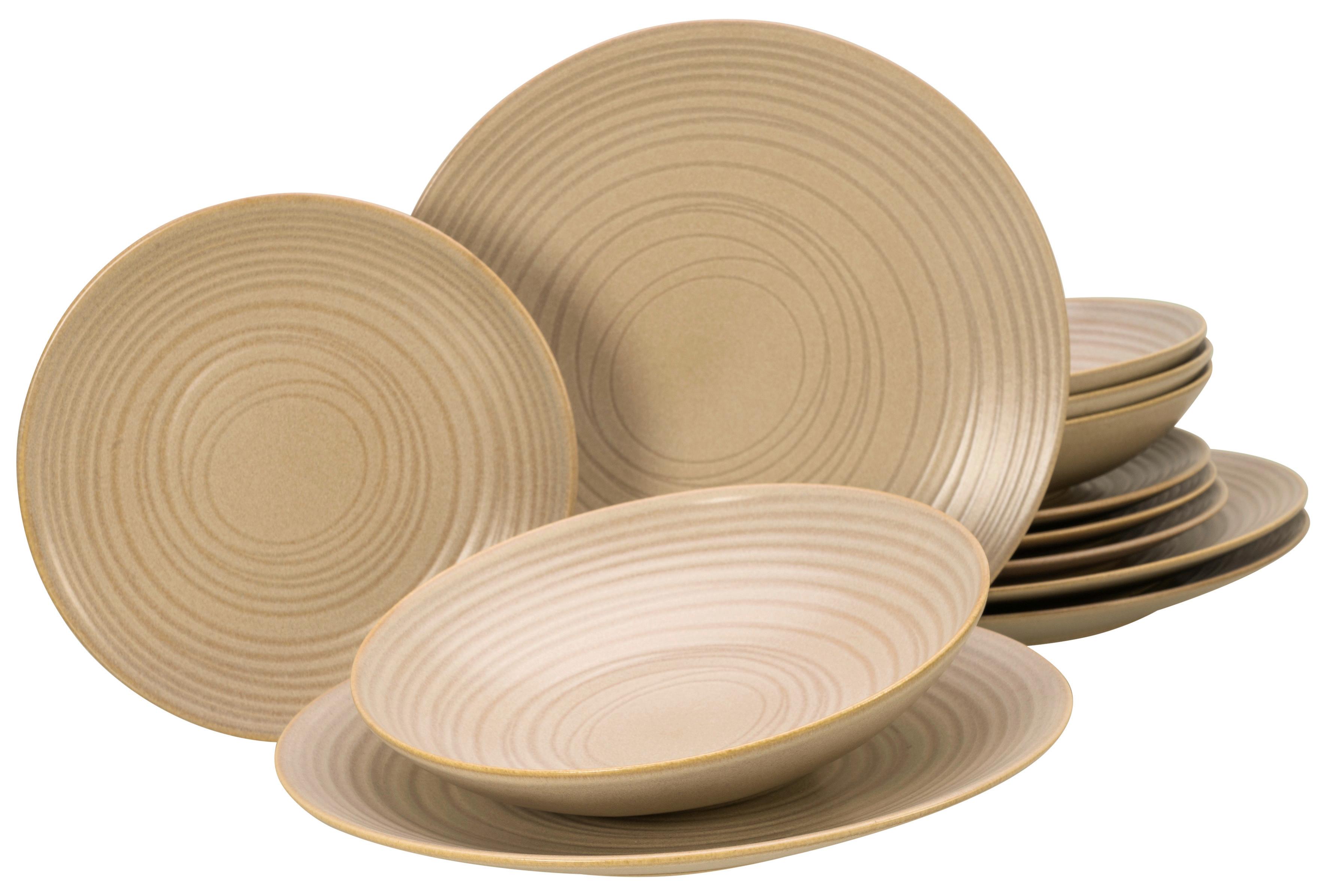 Kombiservice Lava Stone Sandfarben, 12-teilig - Sandfarben, Basics, Keramik - Creatable