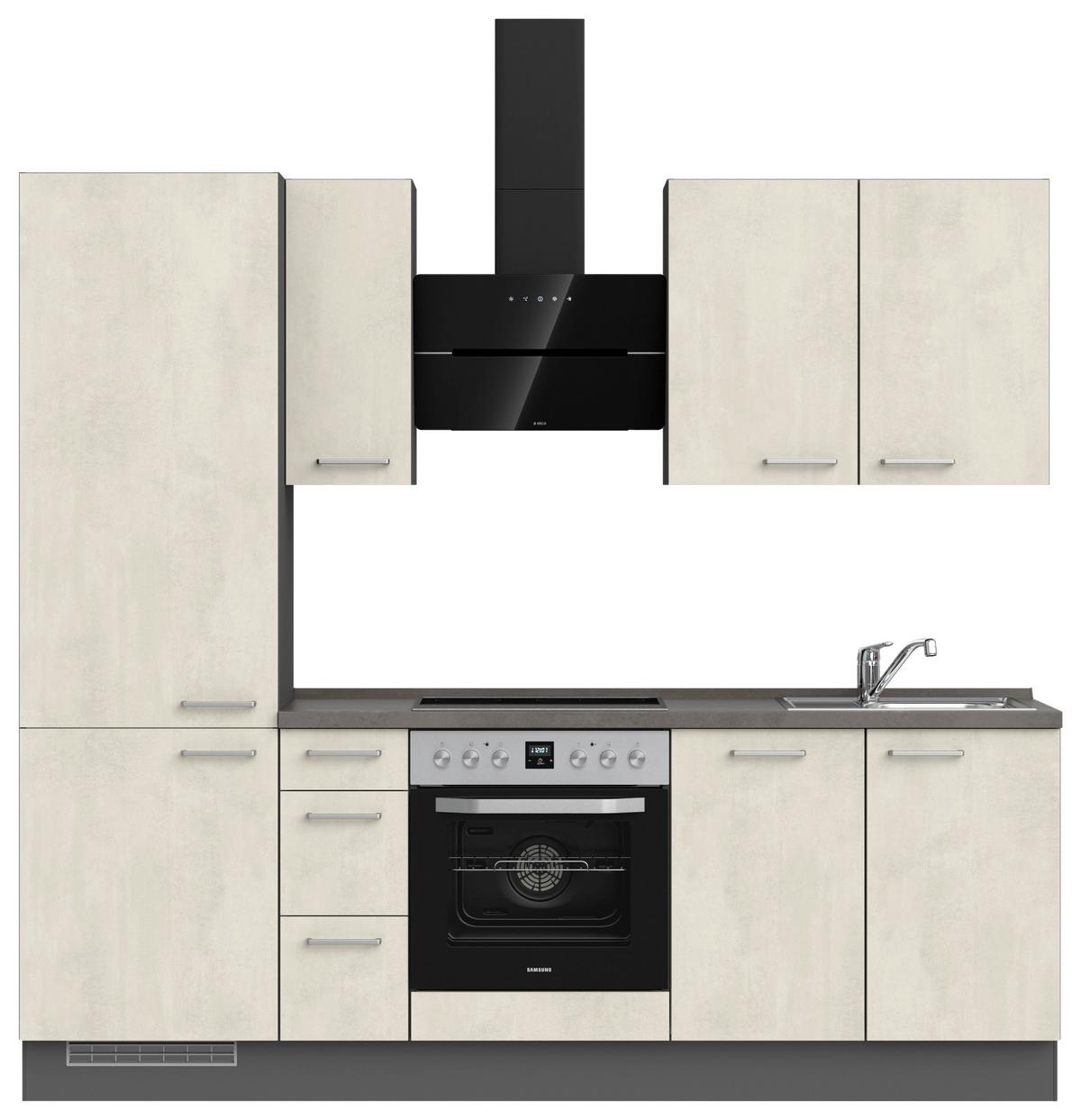 Küchenblock Riva High m. Geräten Weiß - Schieferfarben/Edelstahlfarben, MODERN, Holzwerkstoff/Metall (240cm) - Nobilia