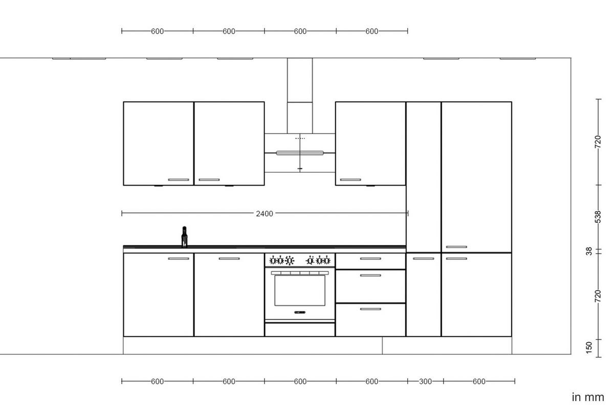 Küchenleerblock Easytouch High o. Geräte Sandfarben - Sandfarben/Eichefarben, MODERN, Holzwerkstoff/Metall (330cm) - Nobilia