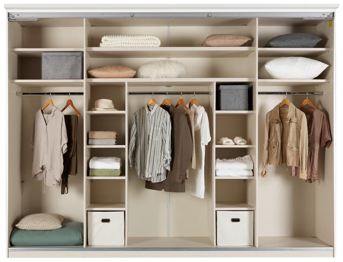 Schwebetürenschrank Sonate Rom in Weiß ca. 298x222x68cm - Alufarben/Weiß, MODERN, Glas/Holzwerkstoff (298/222/68cm) - Premium Living
