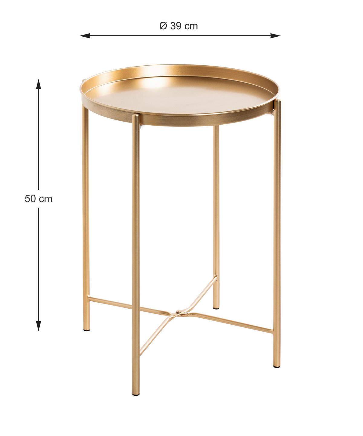 STOLIK BOCZNY MEIKE - kolor złoty, Design, metal (39/39/50cm)