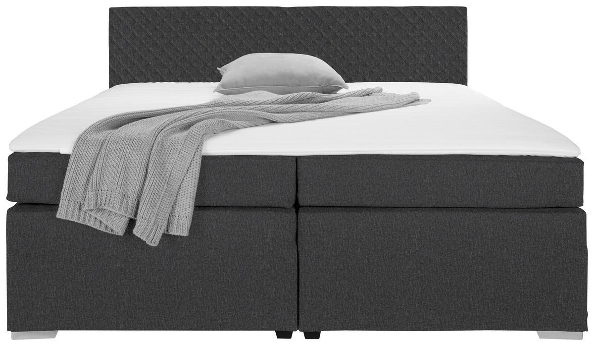 Boxspringbett Mali New in Grau ca. 180x200cm - Chromfarben/Grau, KONVENTIONELL, Textil (180/200cm) - Based