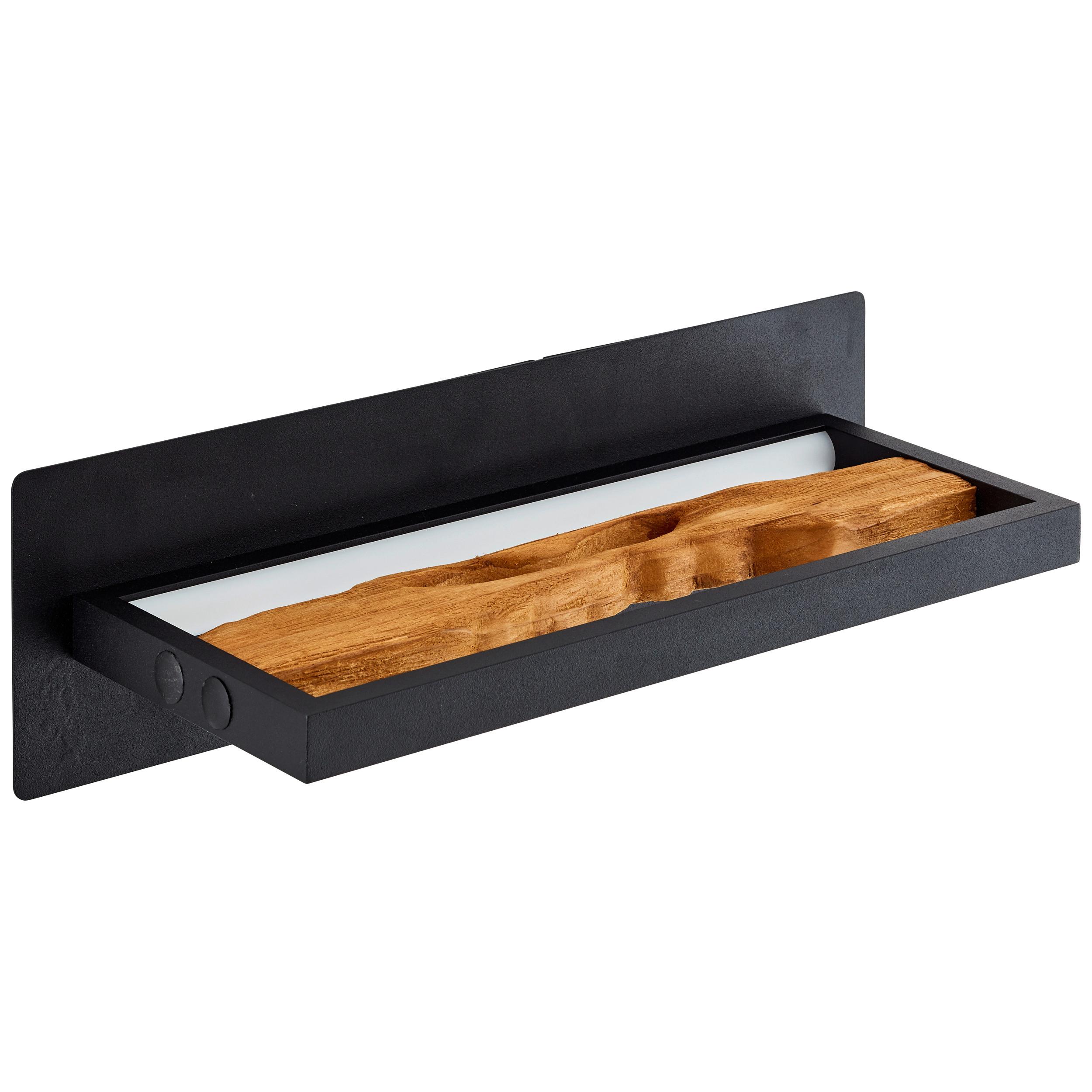LED-Wandleuchte Chaumont Braun/Schwarz max. 9,5 Watt - Schwarz/Braun, Design, Holz/Metall (15,1/35cm) - Brilliant