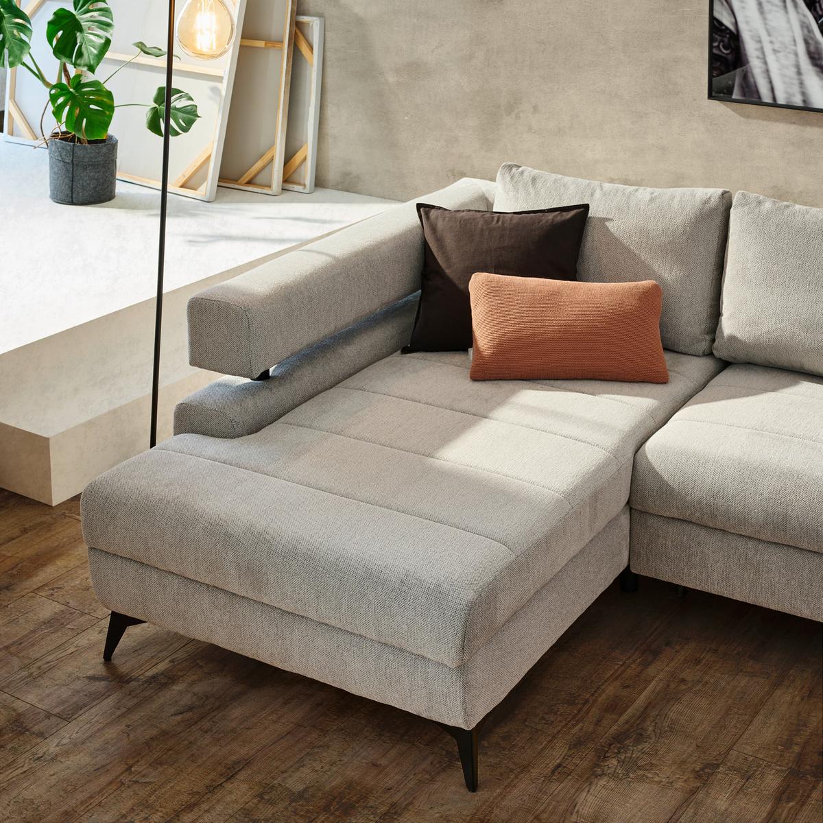 Kutna Garnitura Rosalie - svijetlo siva/crna, Konvencionalno, tekstil/metal (184/265cm) - Modern Living