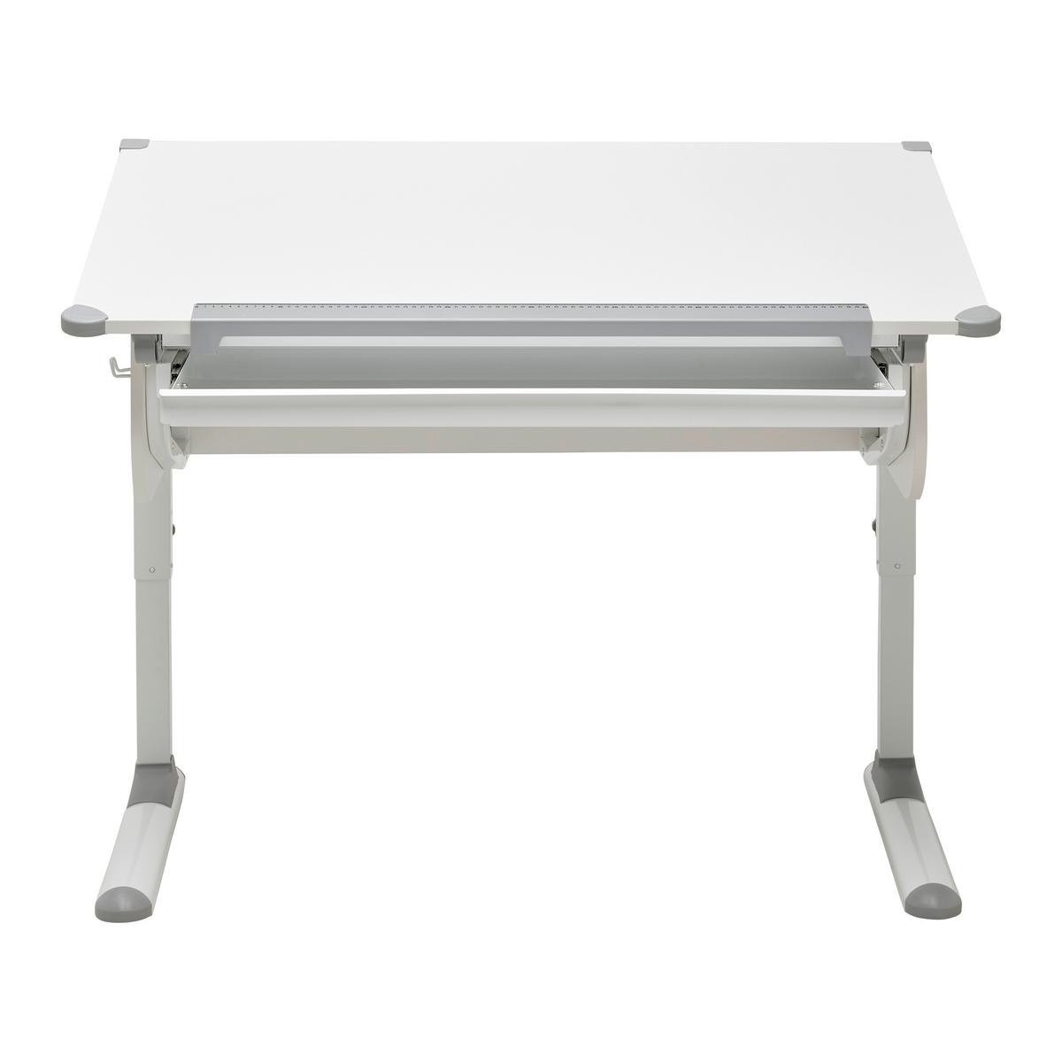 Schreibtisch Studare Grau/Weiss - Weiss/Grau, Konventionell, Holzwerkstoff/Metall (110/55-78/68cm) - Mömax