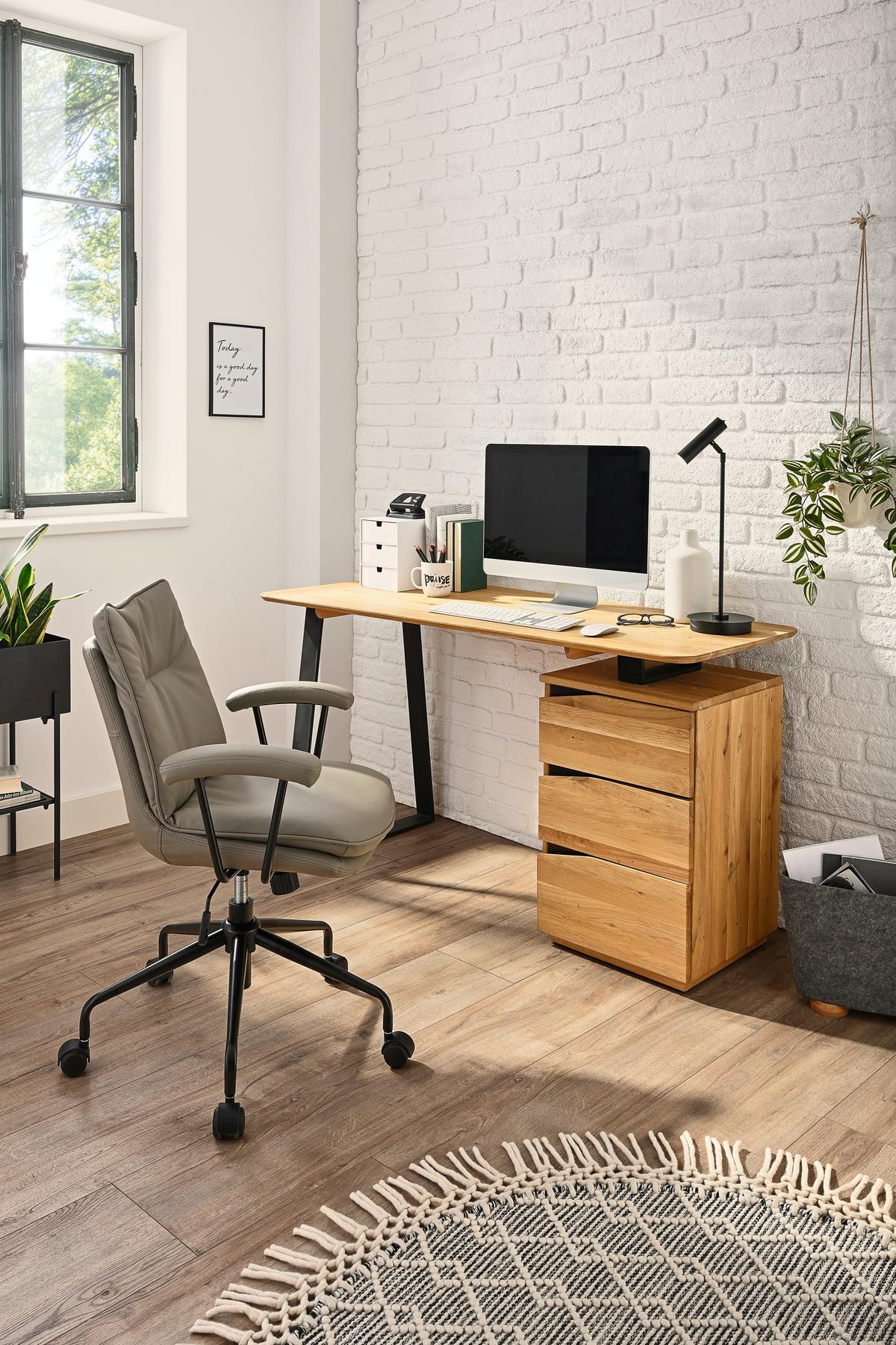 BIURKO LYNX -LINEA NATURA- - dąb dziki/czarny, Natur, metal/drewno (140/65/75cm) - Linea Natura