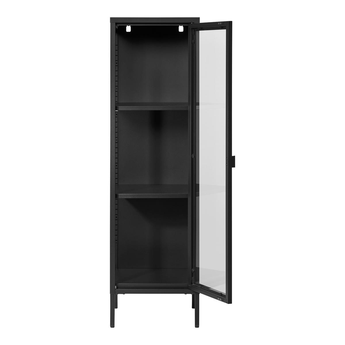 Vitrine Brisbane Schwarz - Transparent/Schwarz, Design, Glas/Metall (35/140/40cm) - MID.YOU