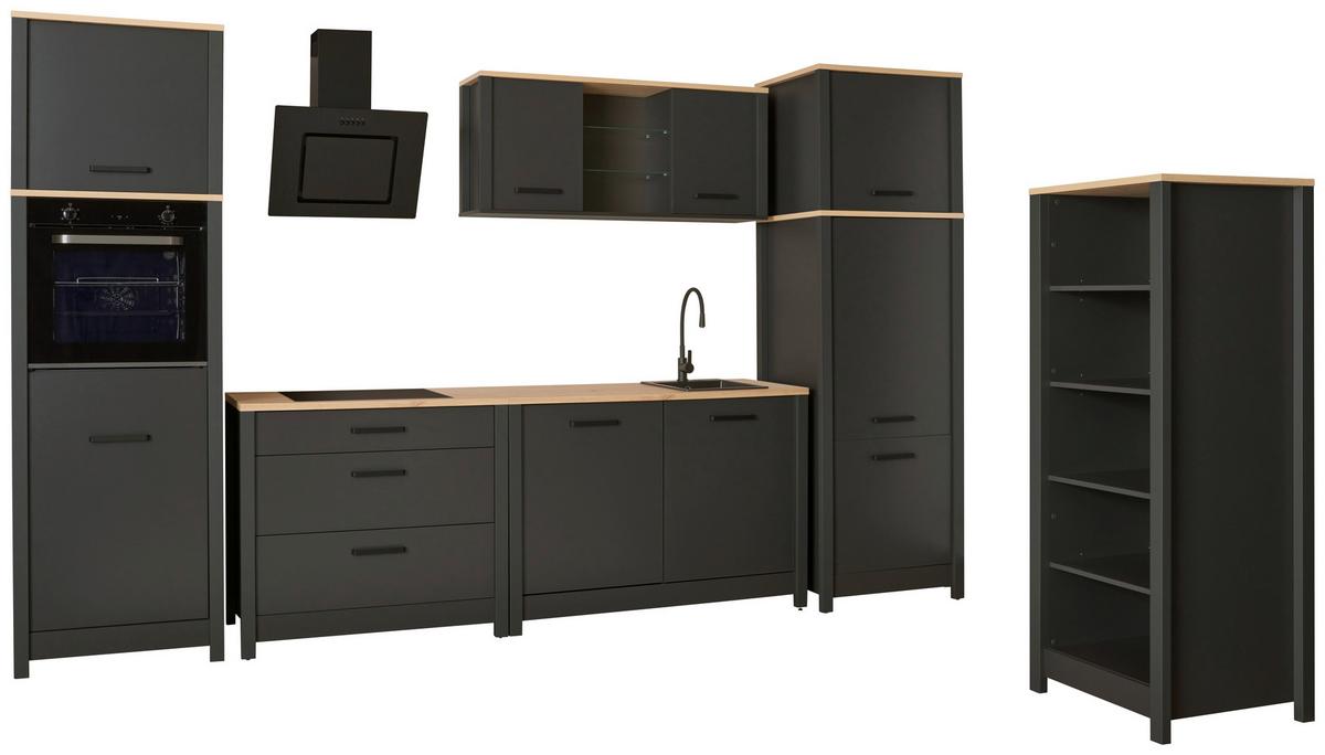 Spülenunterschrank Venet Anthrazit/Artisan Eiche - Anthrazit/Schwarz, ROMANTIK / LANDHAUS, Holzwerkstoff/Metall (130,3/92/60cm) - Mömax