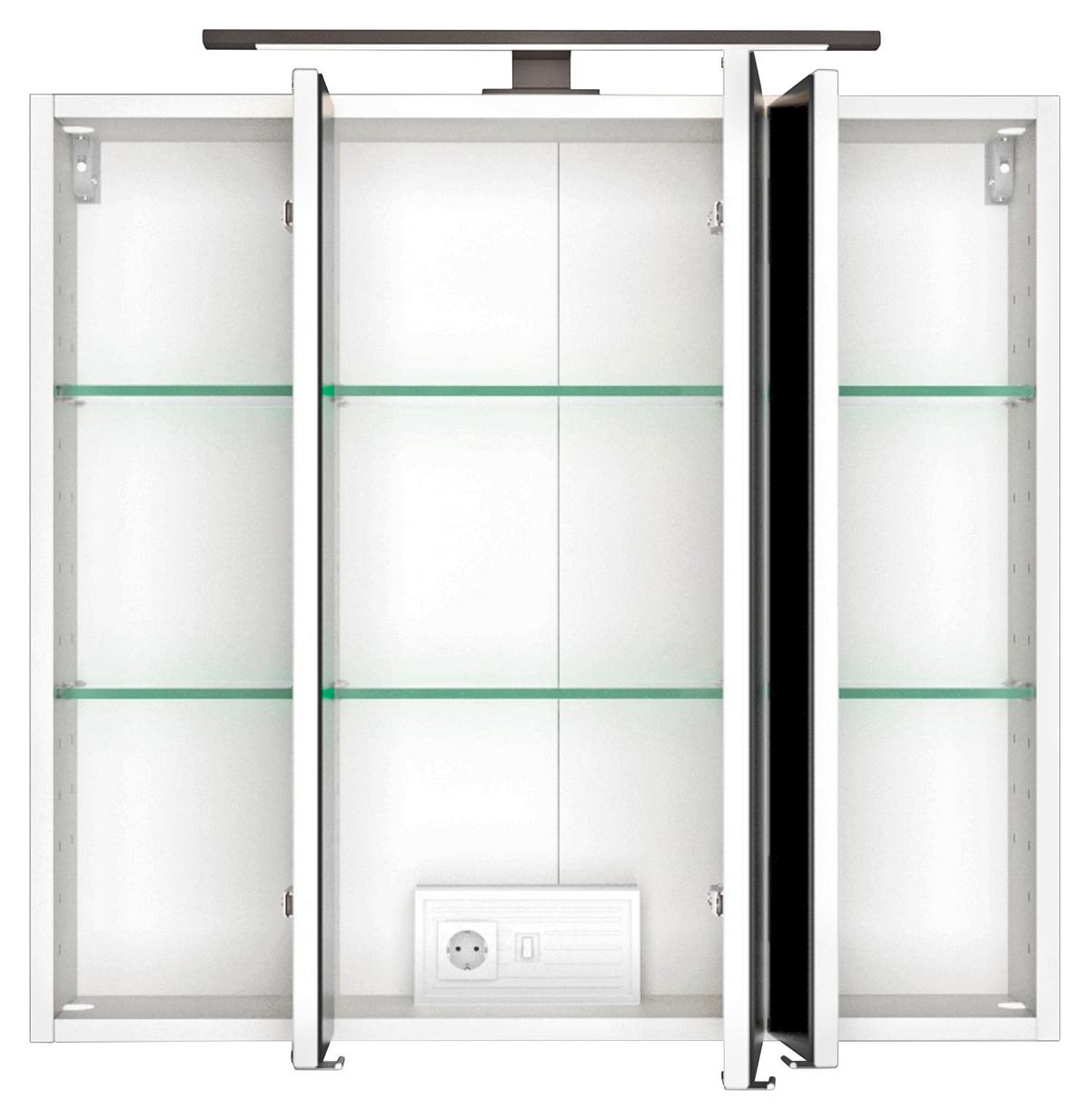 Spiegelschrank Luzern 3-türig ca. 70x64 cm Weiß - Chromfarben/Weiß, KONVENTIONELL, Glas/Holzwerkstoff (70/64/20cm) - Held