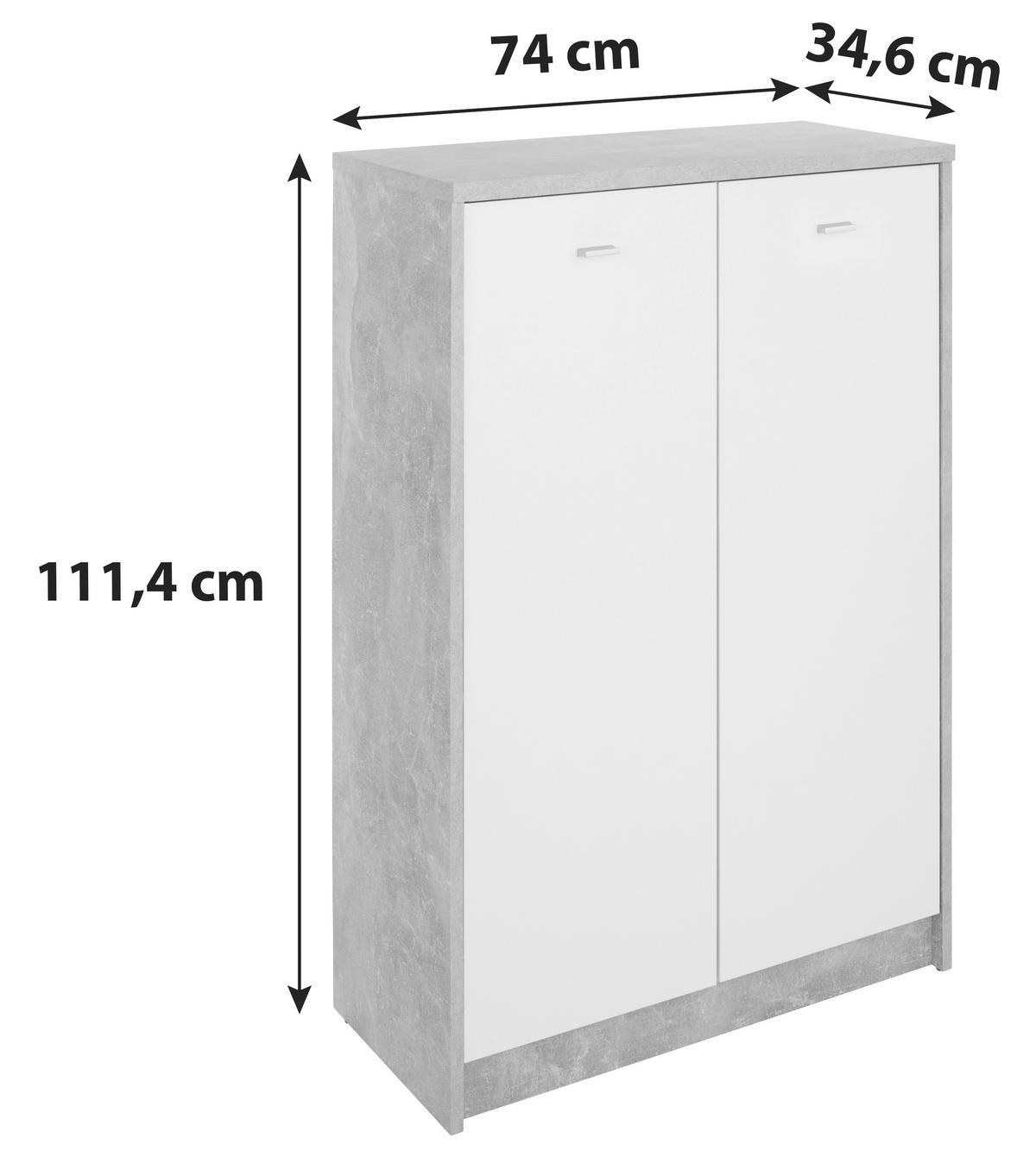 Komód 2 Ajtó Tölgy-fehér Szín 4-You - krómszínű/tölgyfa színű, Modern, műanyag/faalapú anyag (74/111,4/34,6cm)