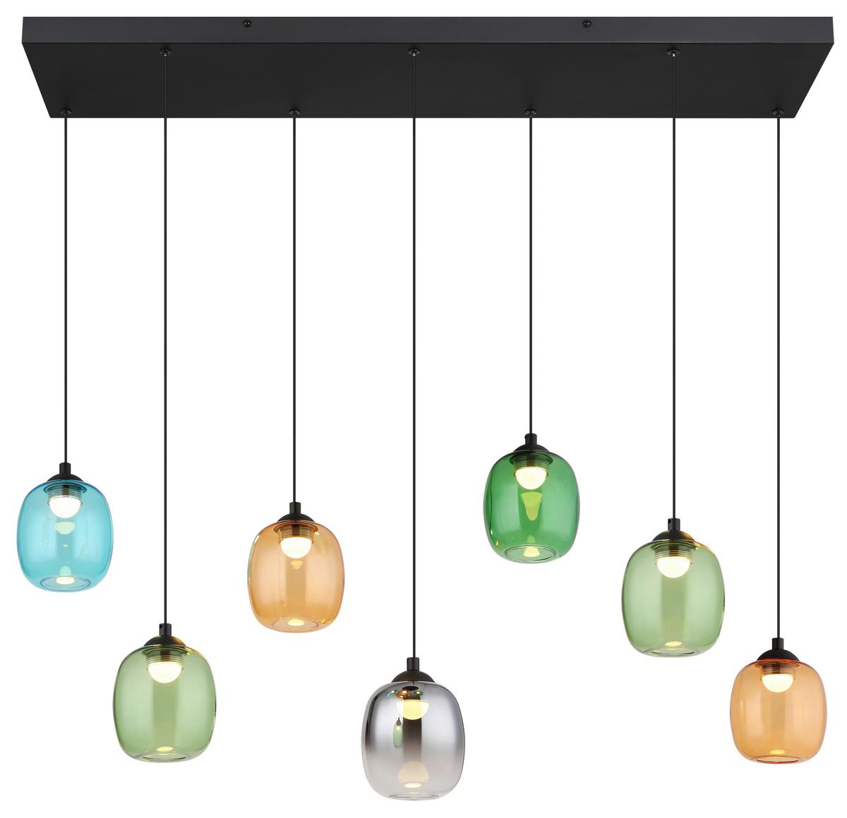 LED-HÄNGELEUCHTE 31470708 MINARA - Blau/Dunkelgrün, Lifestyle, Glas/Kunststoff (102/32/150cm) - Globo