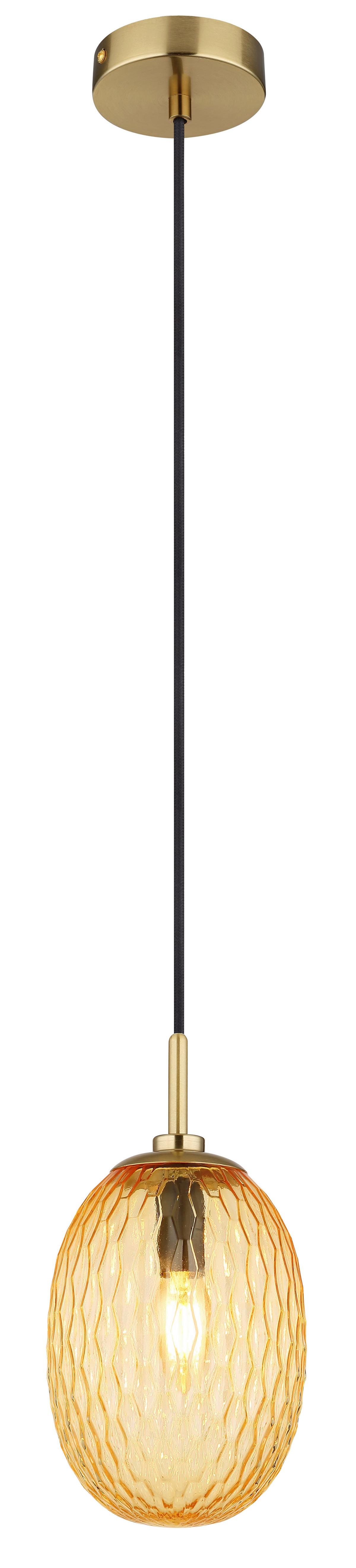 HÄNGELEUCHTE 15899H - Goldfarben/Schwarz, Basics, Glas/Textil (15/120cm) - Globo