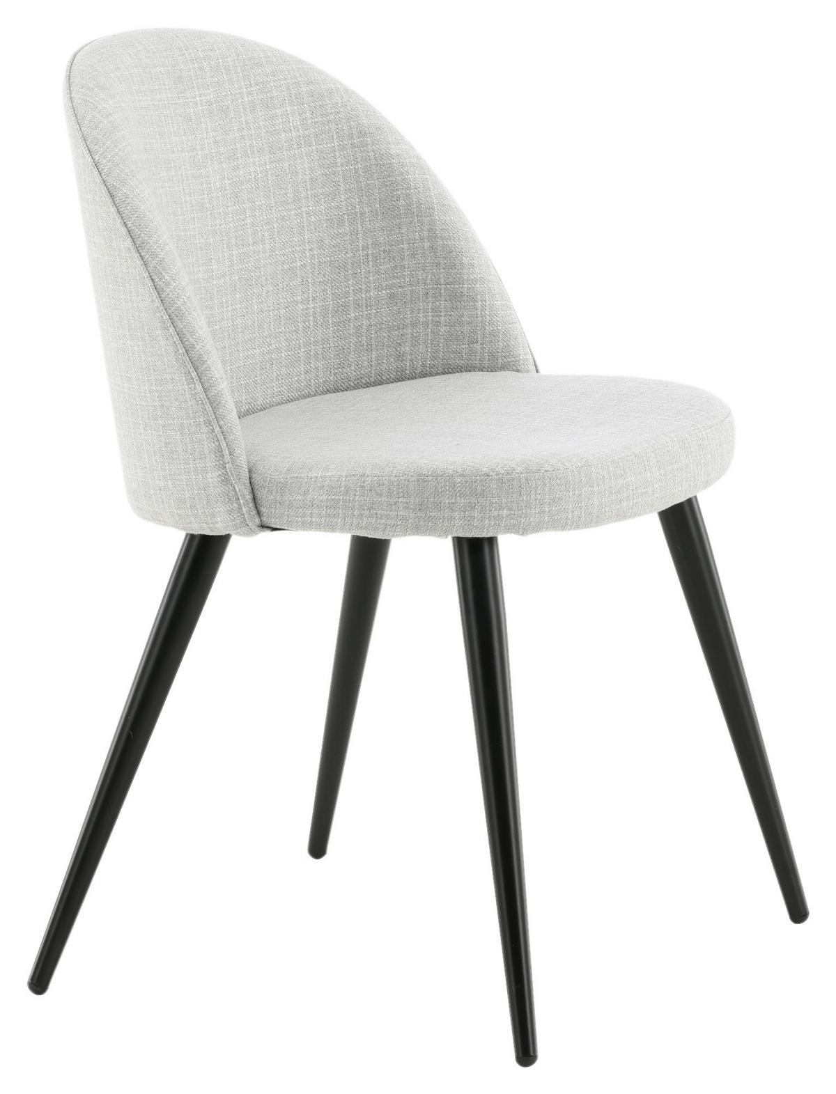 STUHL-SET VELVET - Hellgrau/Schwarz, Design, Textil/Metall (50/77/48cm) - Livetastic