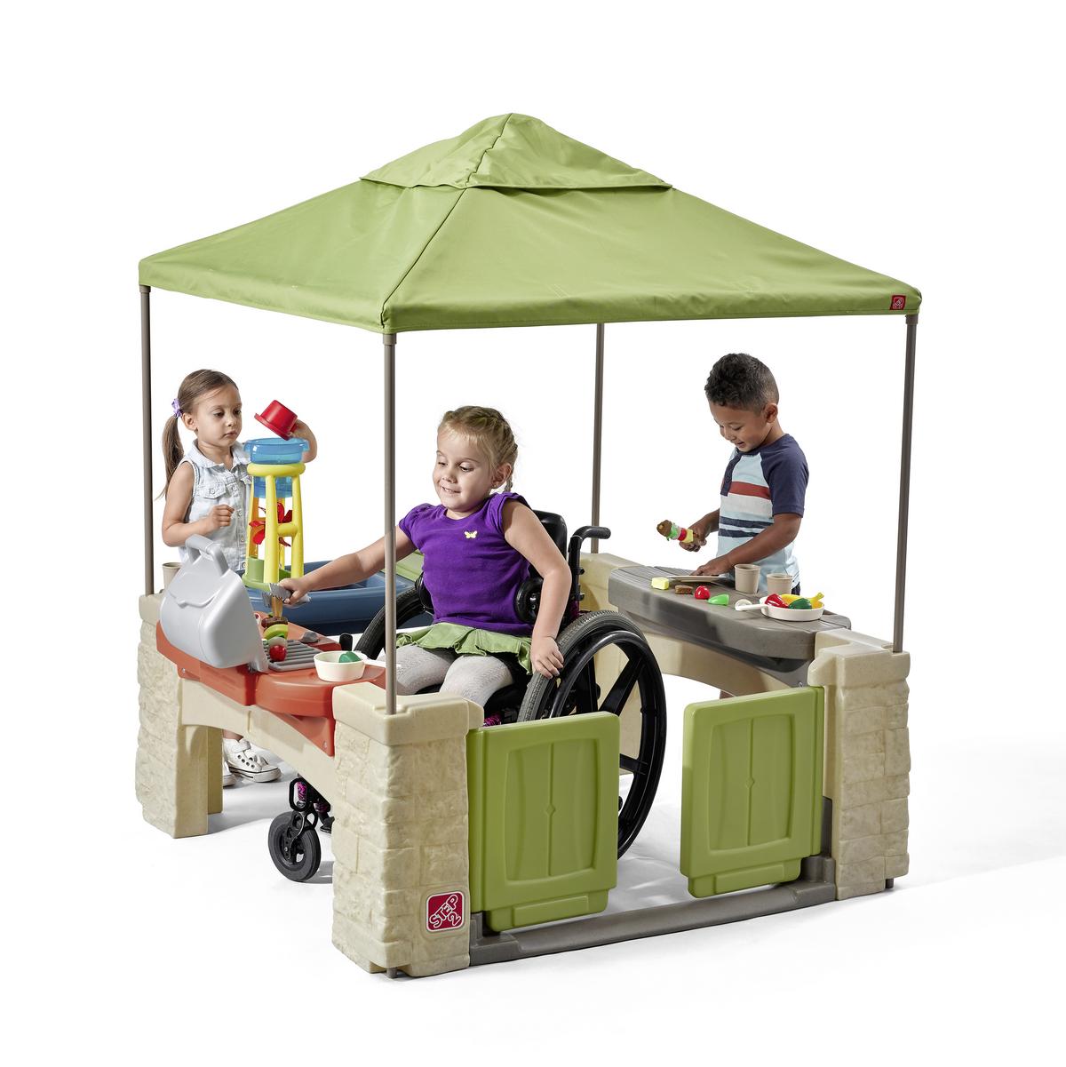Spielhaus All Around Patio - Blau/Greige, Basics, Kunststoff/Textil (132,8/152,4/137,16cm) - Ambia Garden