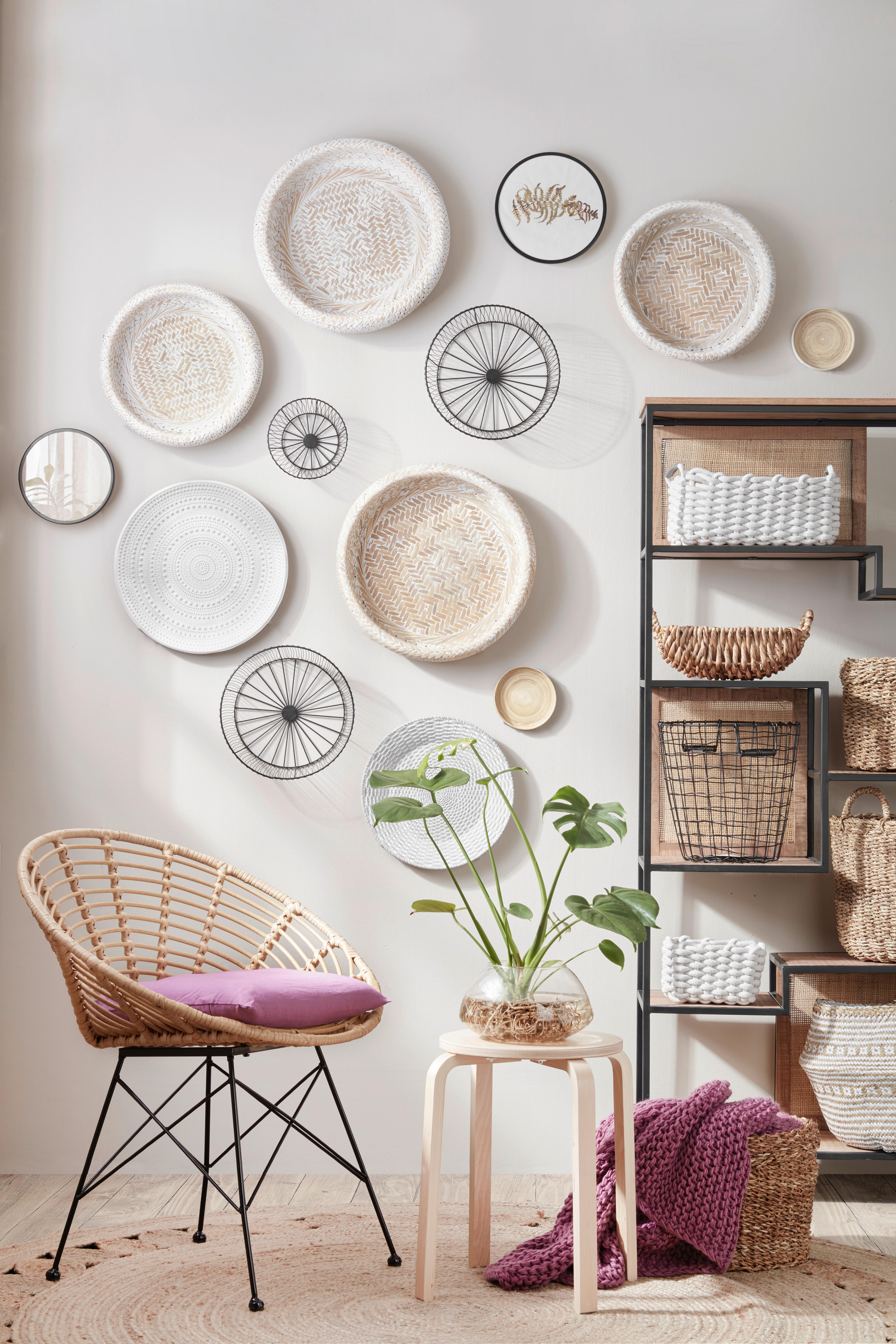 Okrasna Košara Finn - bela/naravne barve, naravni materiali (43/9cm) - Modern Living