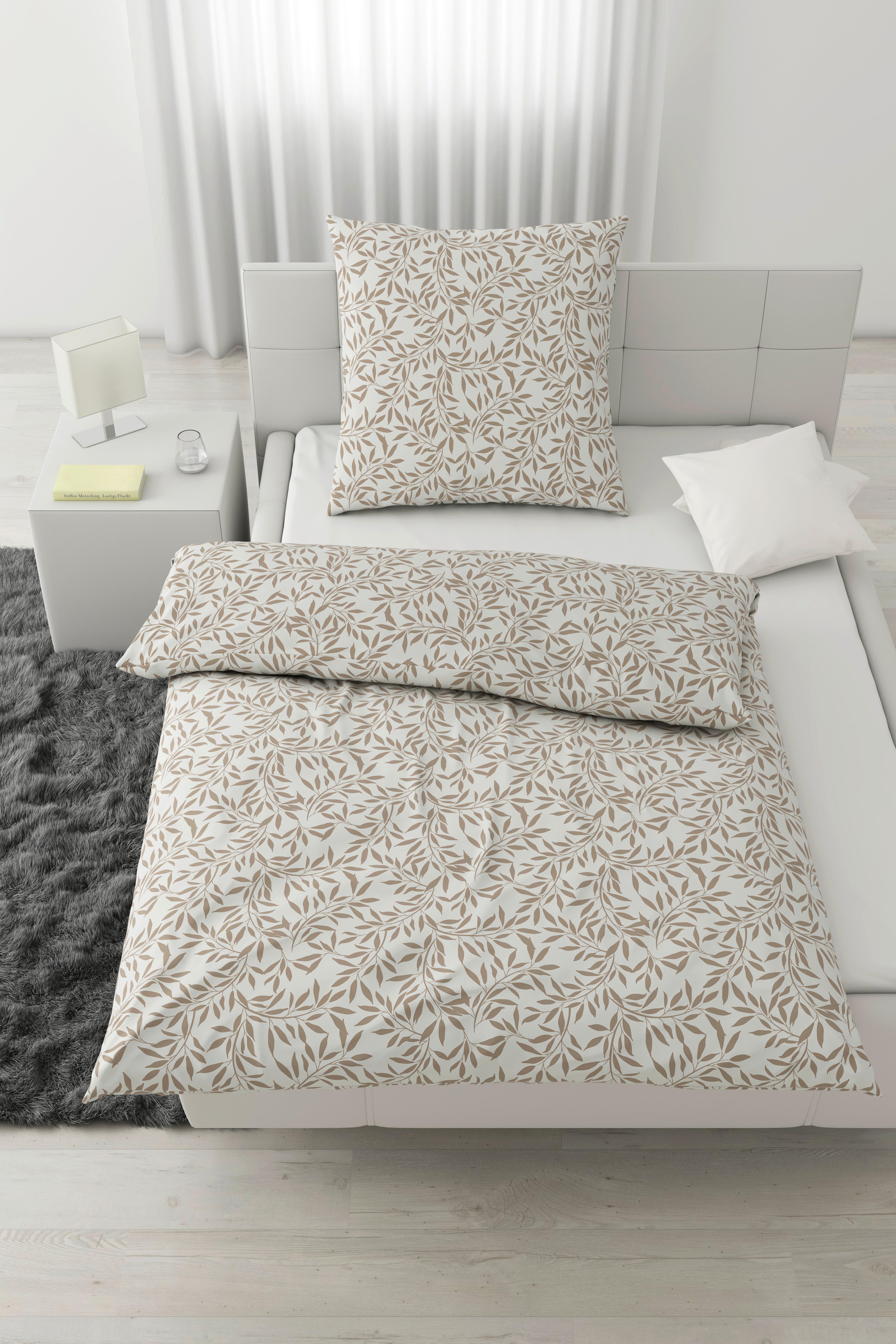 Bettwäsche Tiffany Weiß/Taupe ca. 135x200cm - Taupe/Weiß, KONVENTIONELL, Textil (135/200cm) - Modern Living