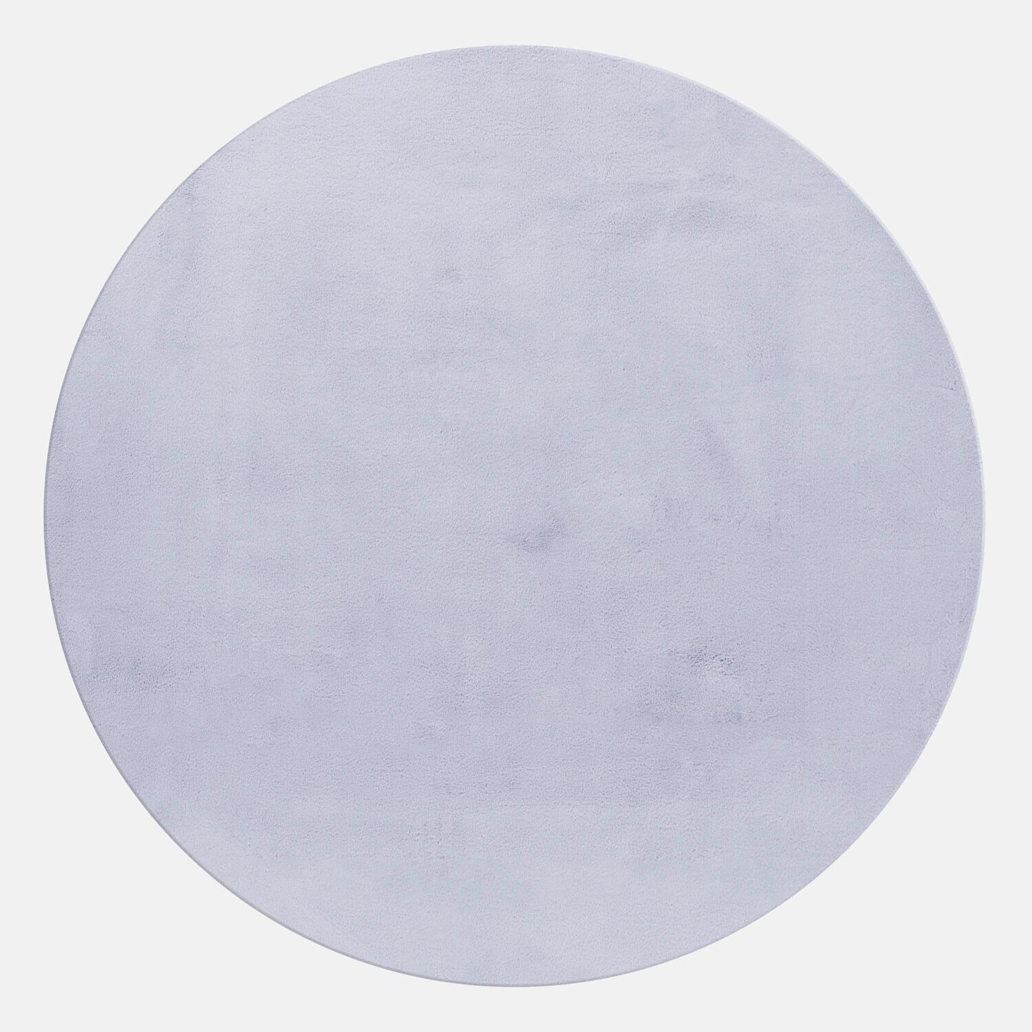 Hochflorteppich Pouffy Silberfarben Ø ca. 120cm - Silberfarben, Basics, Textil (120/120cm)