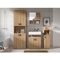 Kopalnica Mone, Barva Hrasta, 4-Delna - črna/hrast artisan, Basics, umetna masa/leseni material (150cm) - MID.YOU