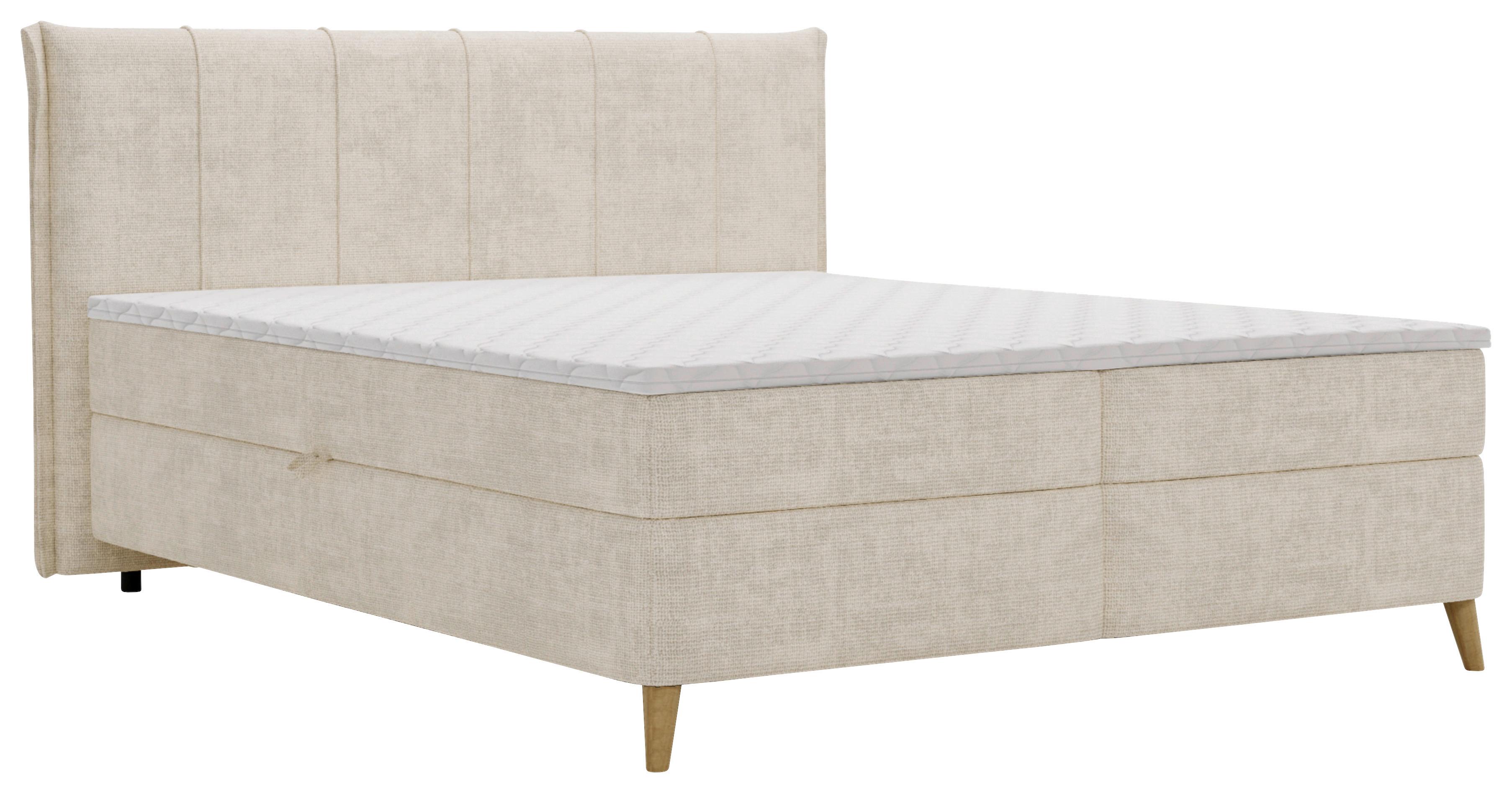 Boxbett Beige Ca. 160x200cm - Beige/Naturfarben, Konventionell, Holz/Textil (160/200cm) - Based